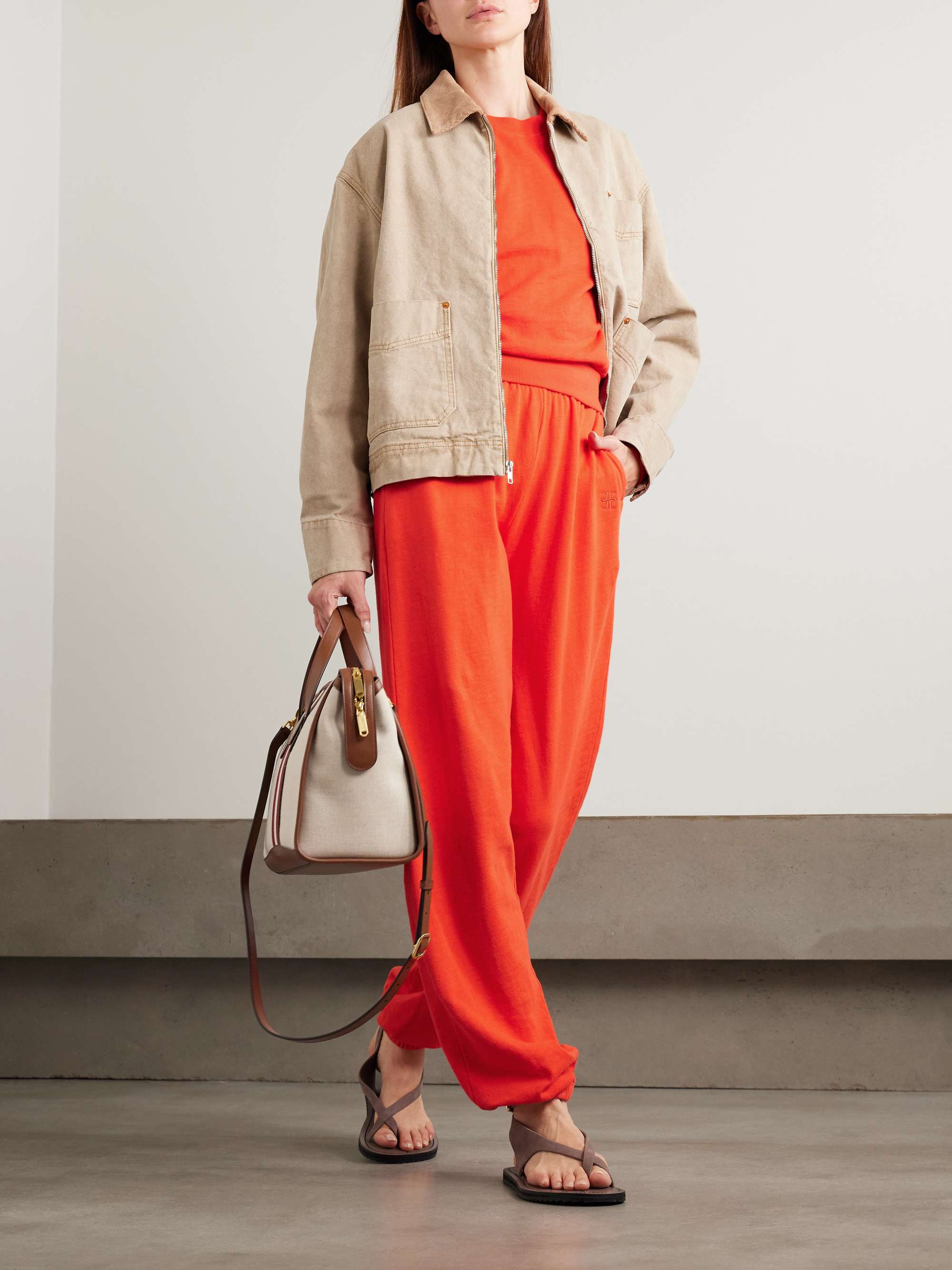 Vinny embroidered tapered cotton-jersey track pants view