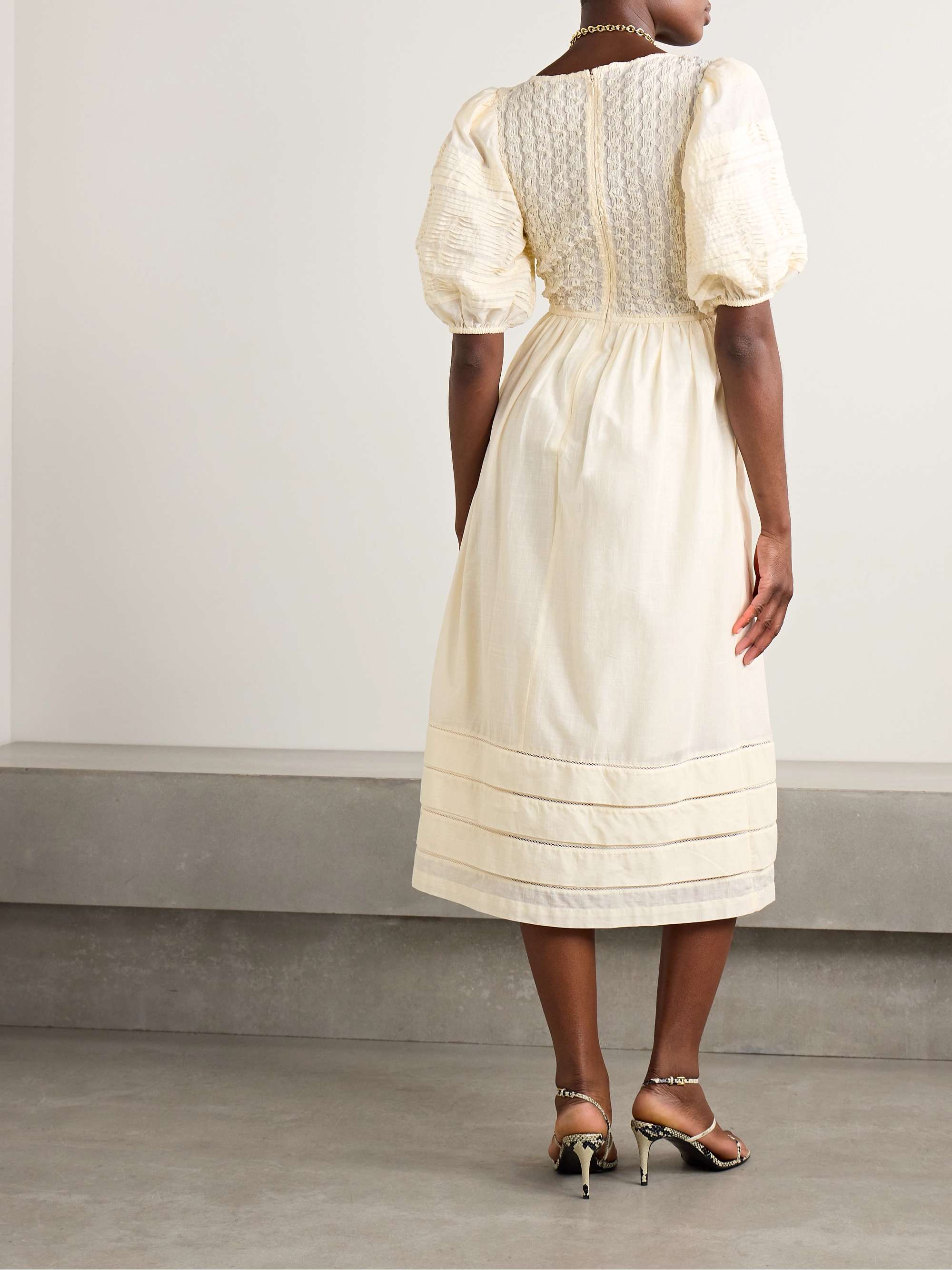 Myra shirred cotton-voile midi dress view
