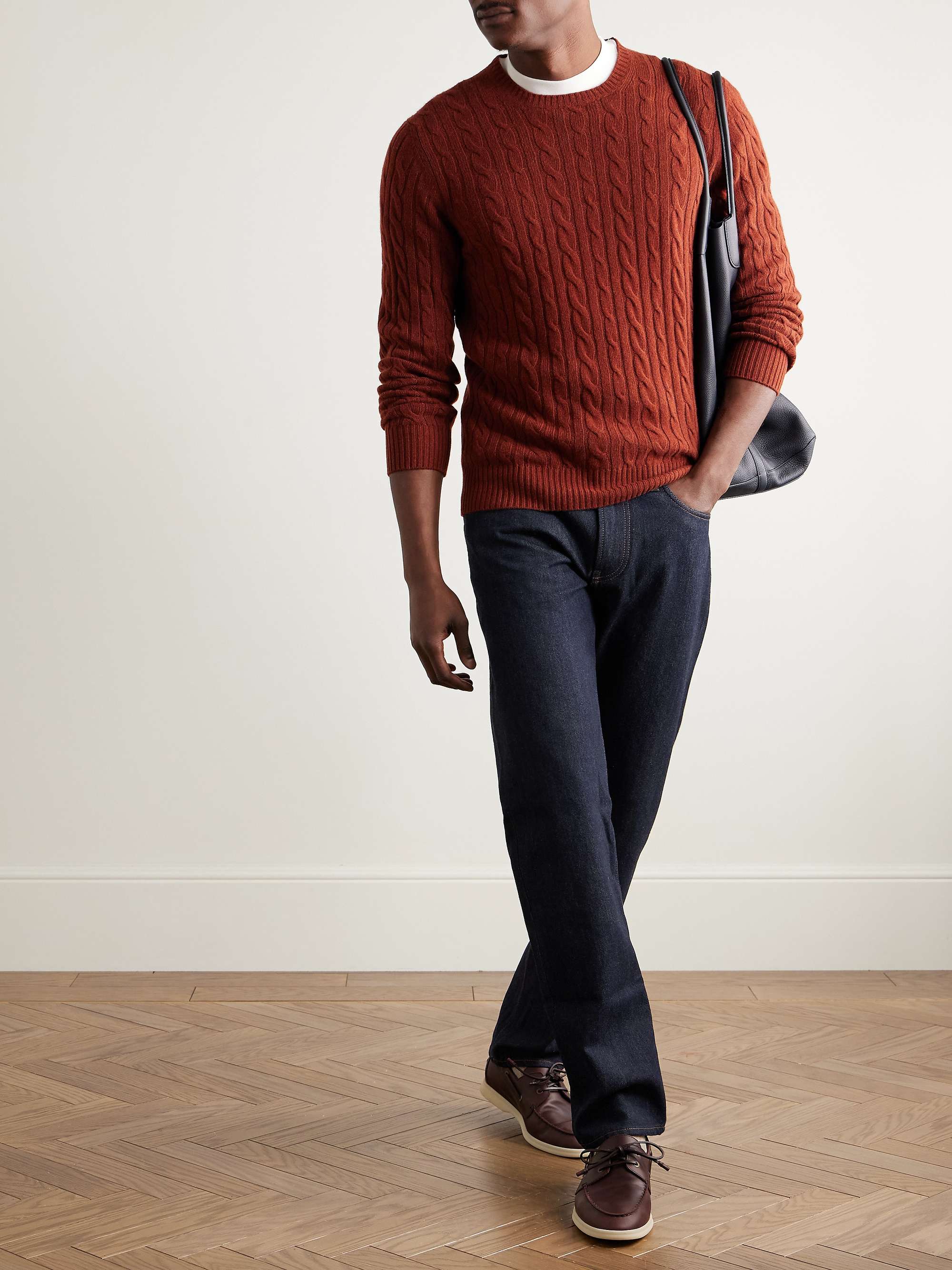 Straight-Leg Cotton and Cashmere-Blend Jeans view