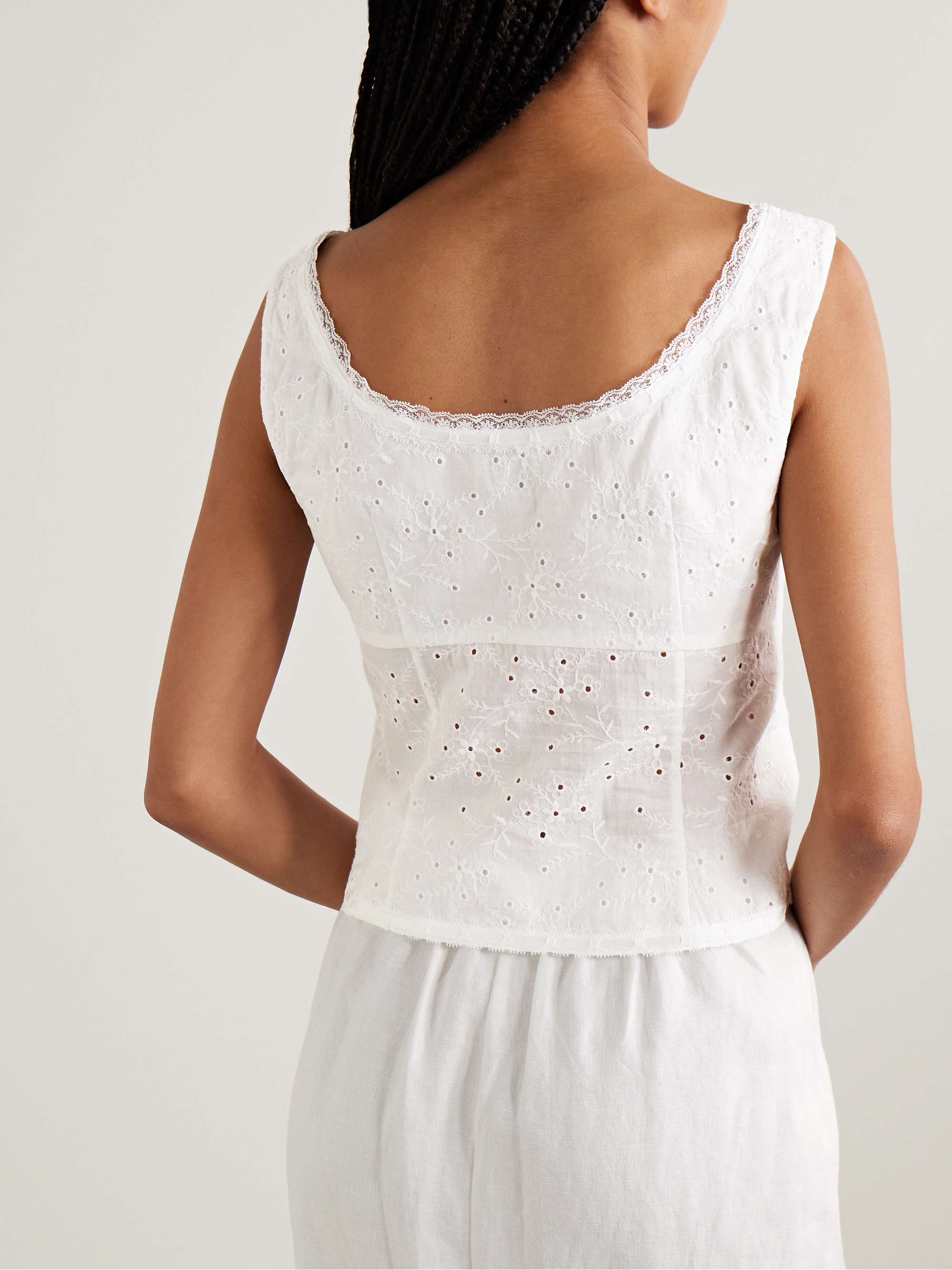 Lou lace-trimmed broderie anglaise cotton tank view