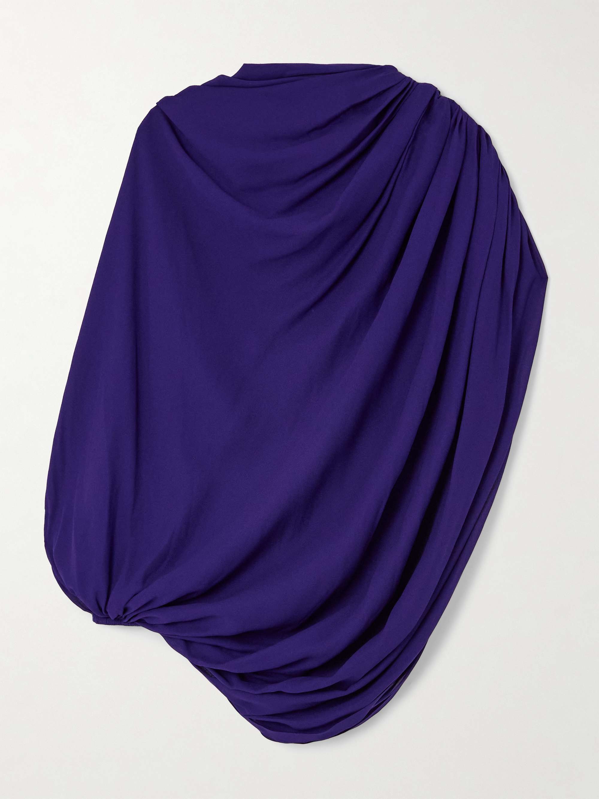 Asymmetric gathered draped georgette top view