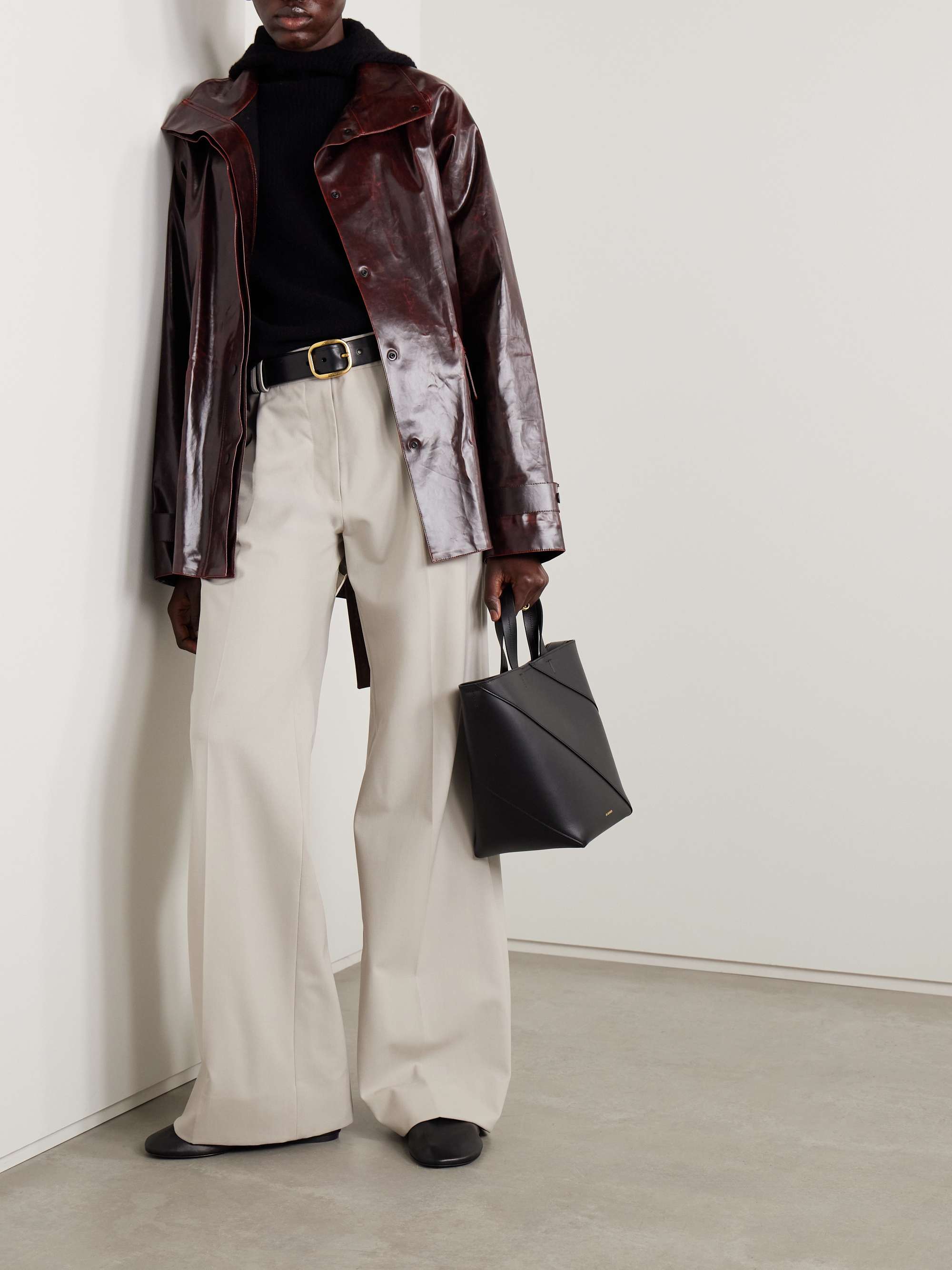Finch belted coated cotton-blend jacket view