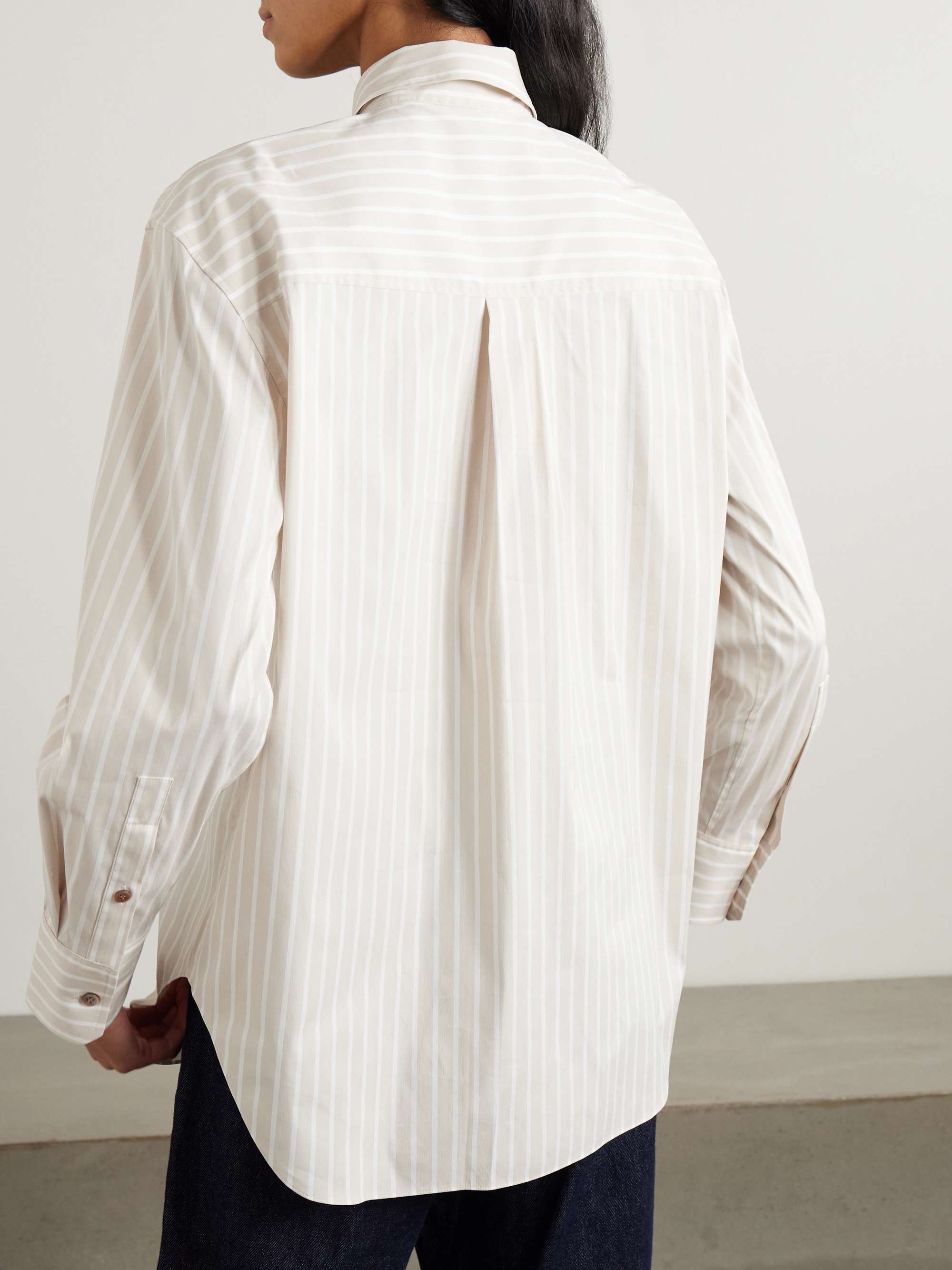 Striped cotton-blend poplin shirt view