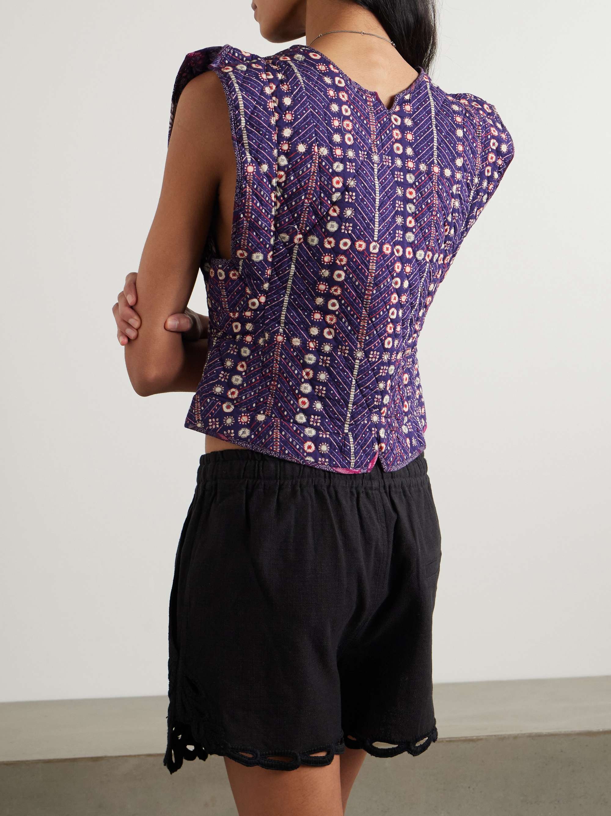 Cerza quilted embellished printed cotton vest view