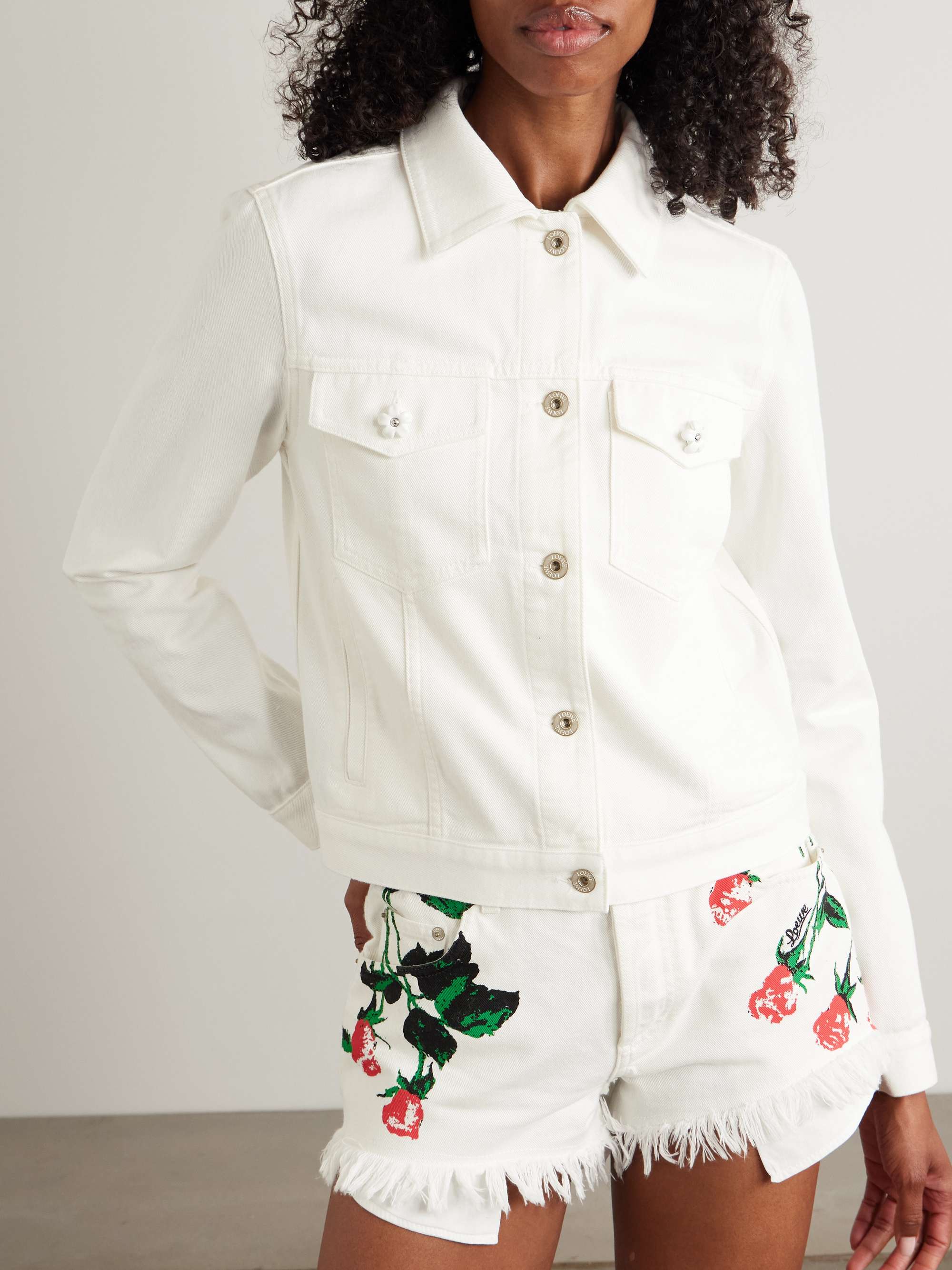 + Paula's Ibiza leather-trimmed embellished denim jacket view