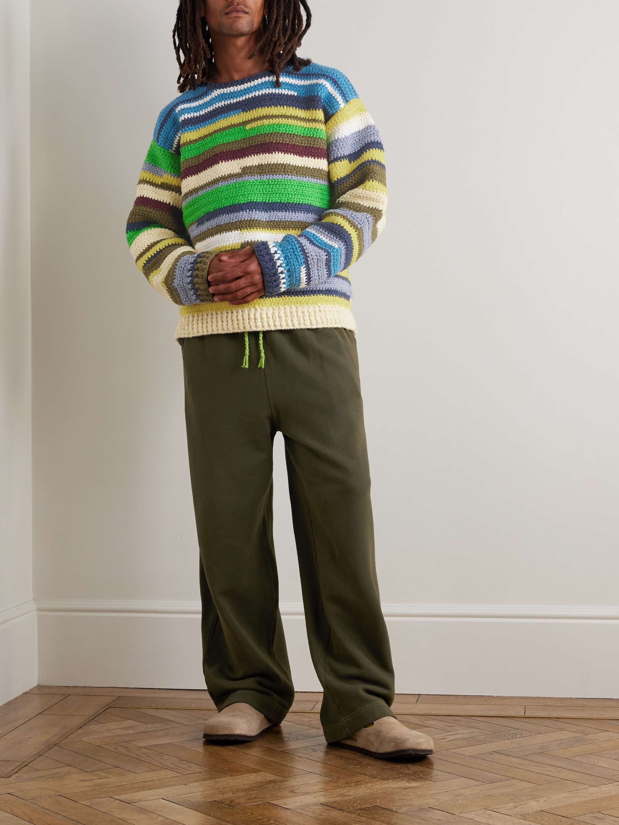 Wide-Leg Cotton and Cashmere-Blend Jersey Sweatpants view