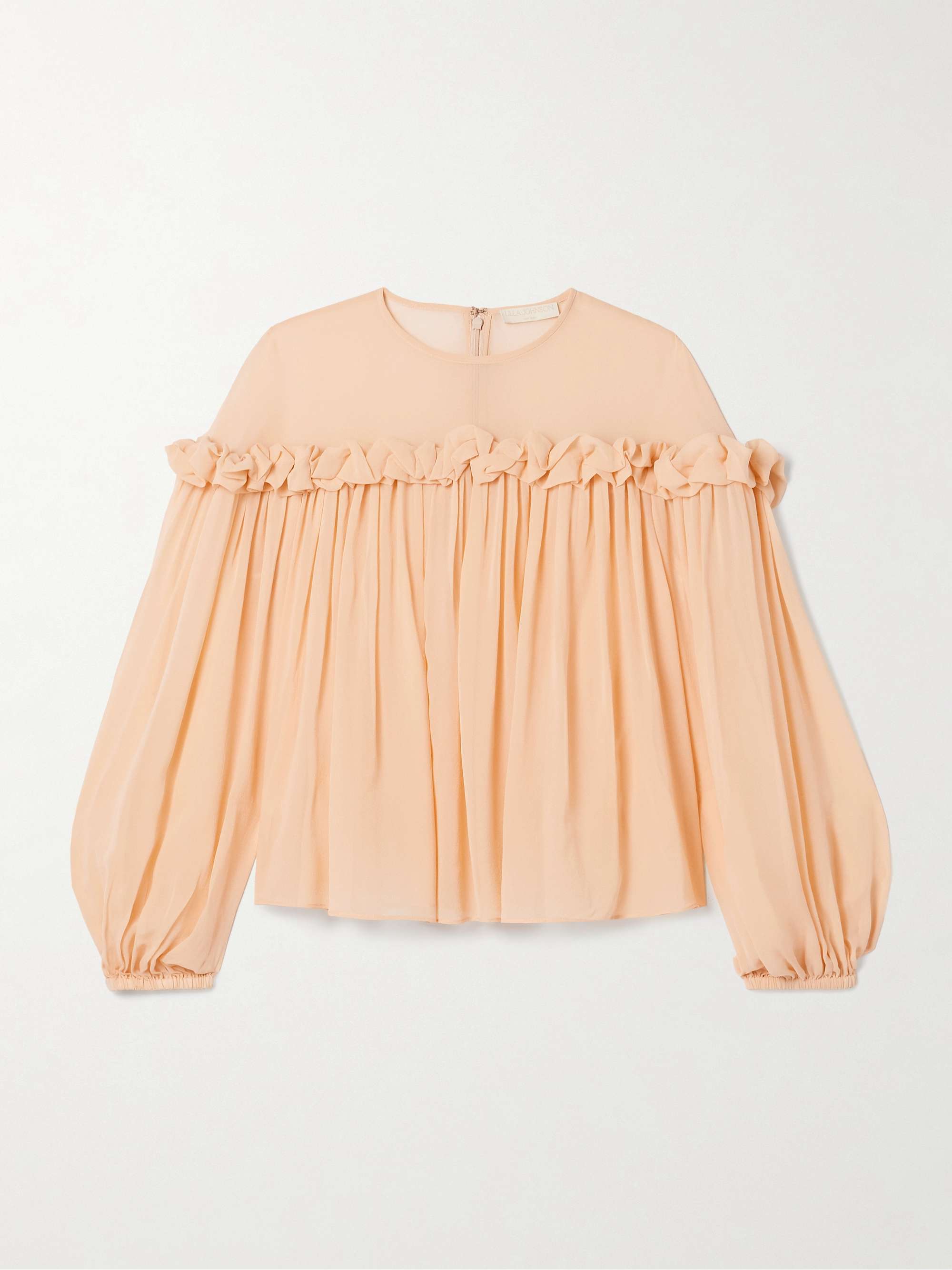 Peggy ruffled gathered silk crepe de chine blouse view