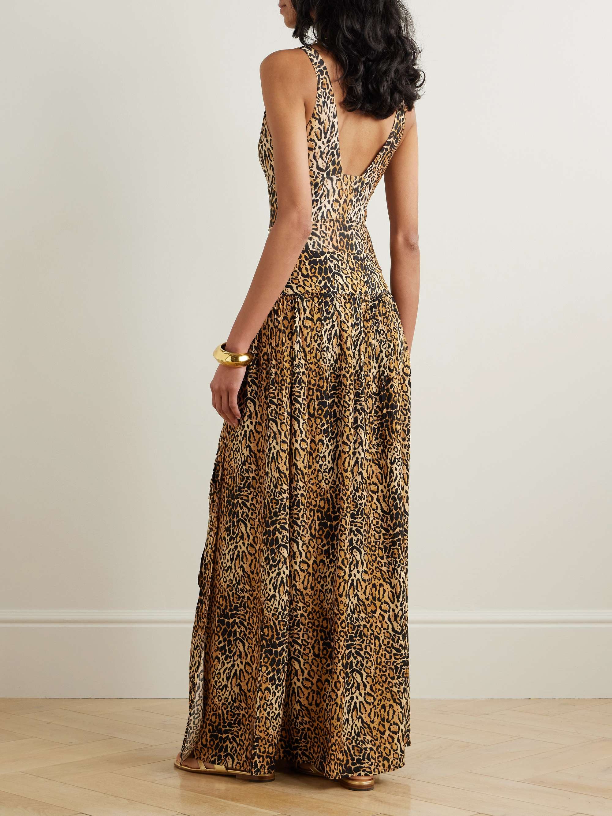 Elsa belted leopard-print jersey maxi wrap skirt view
