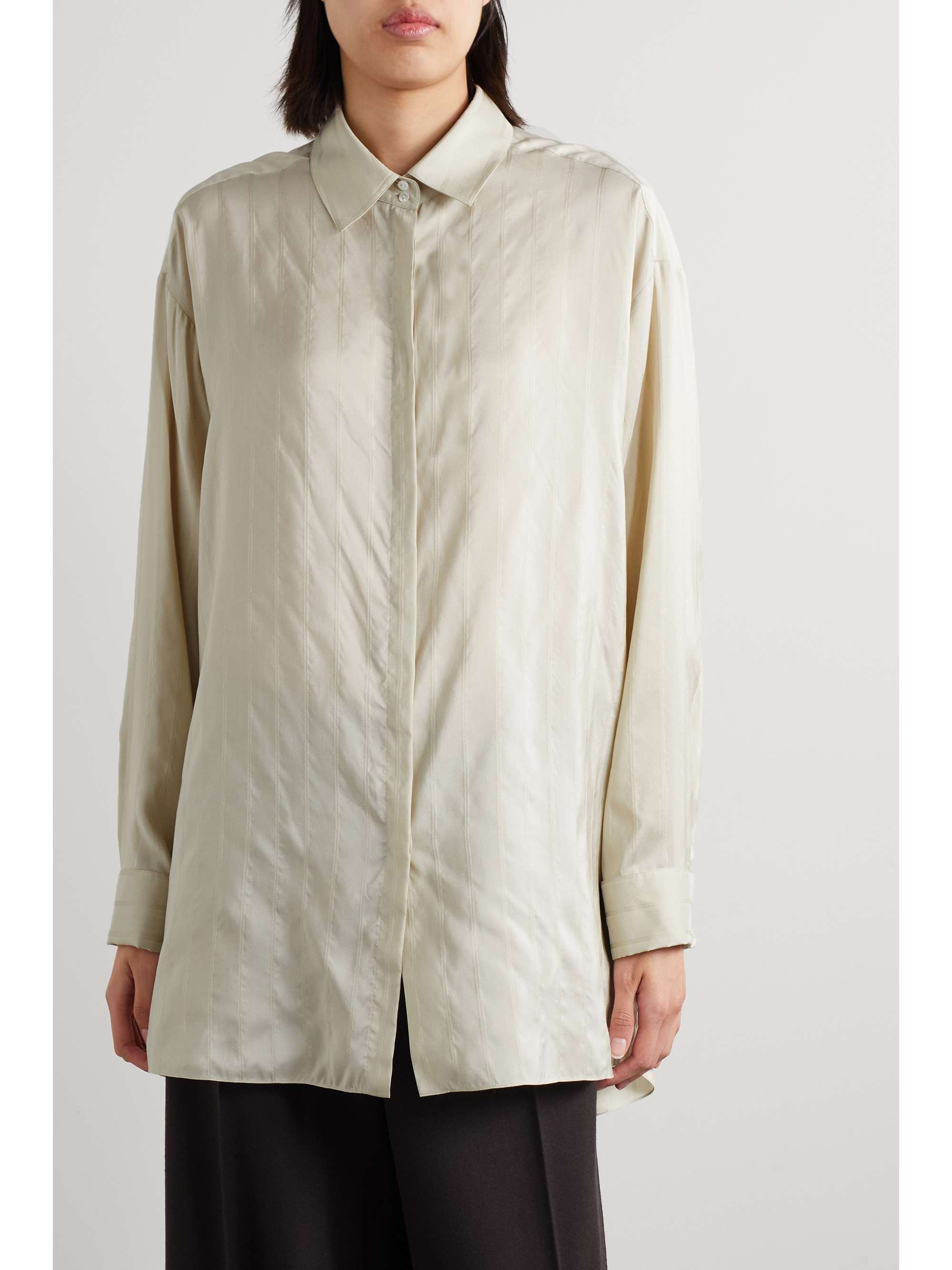 Nomoon oversized embroidered striped silk shirt view