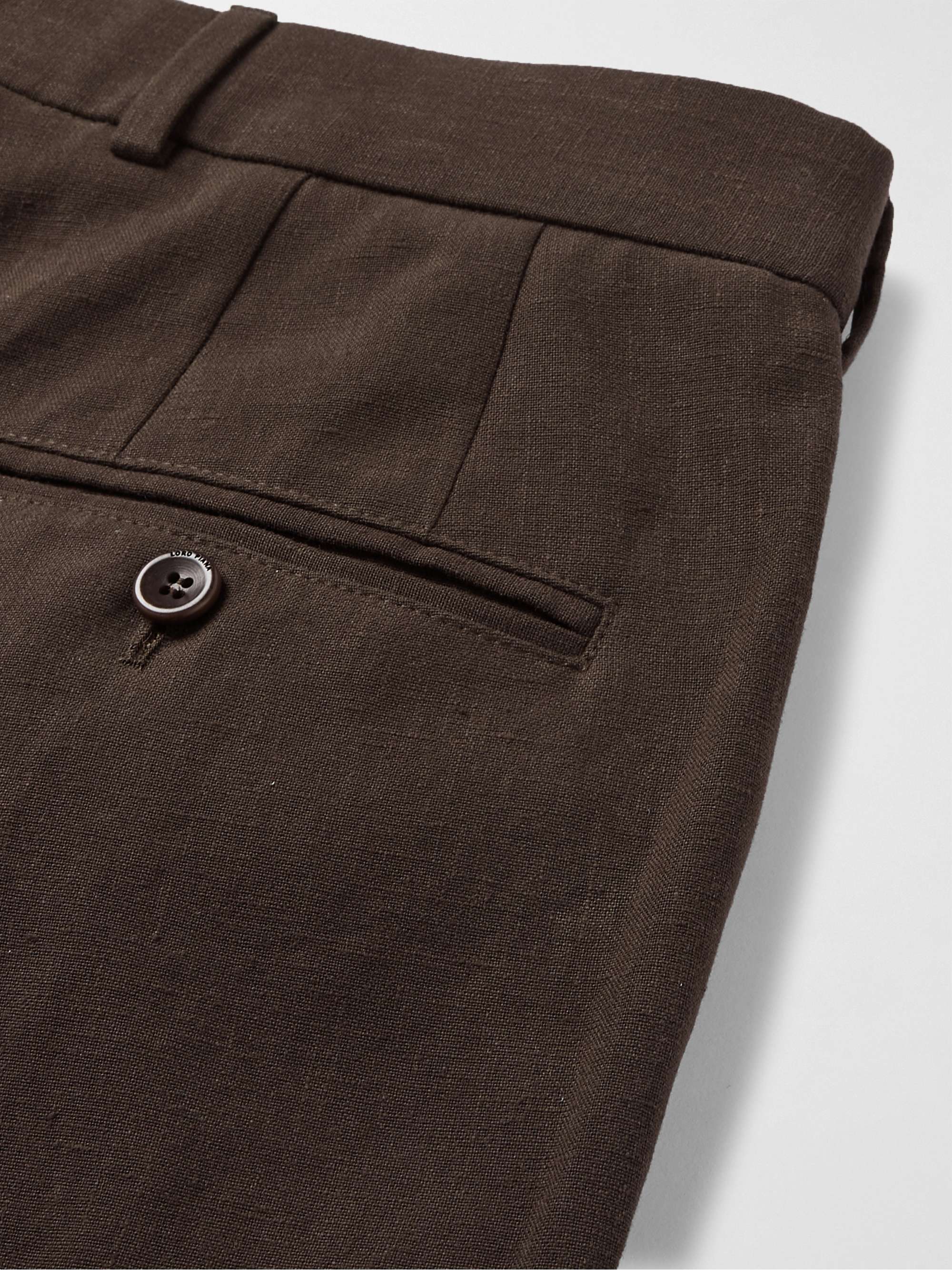 Slim-Fit Tapered Pleated Linen Suit Trousers view