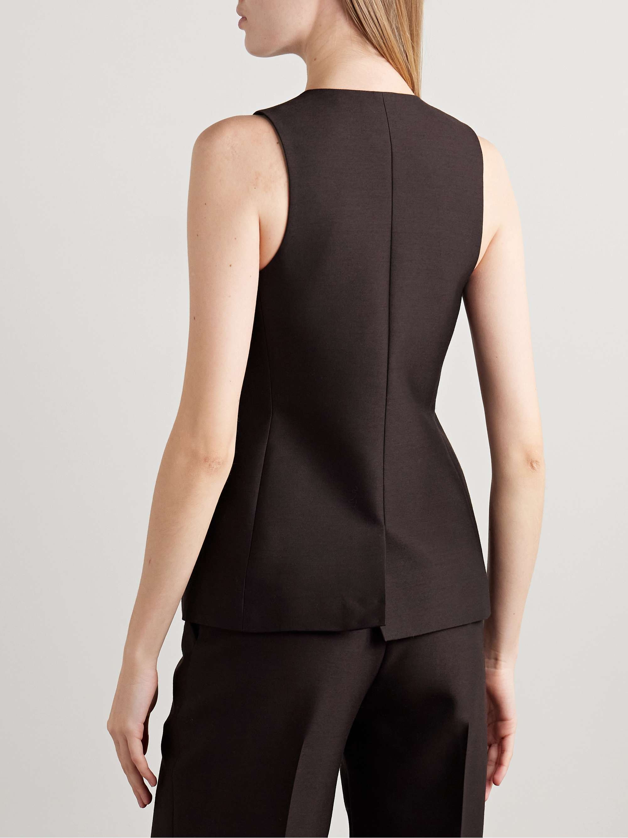 Ira wool and silk-blend twill vest view