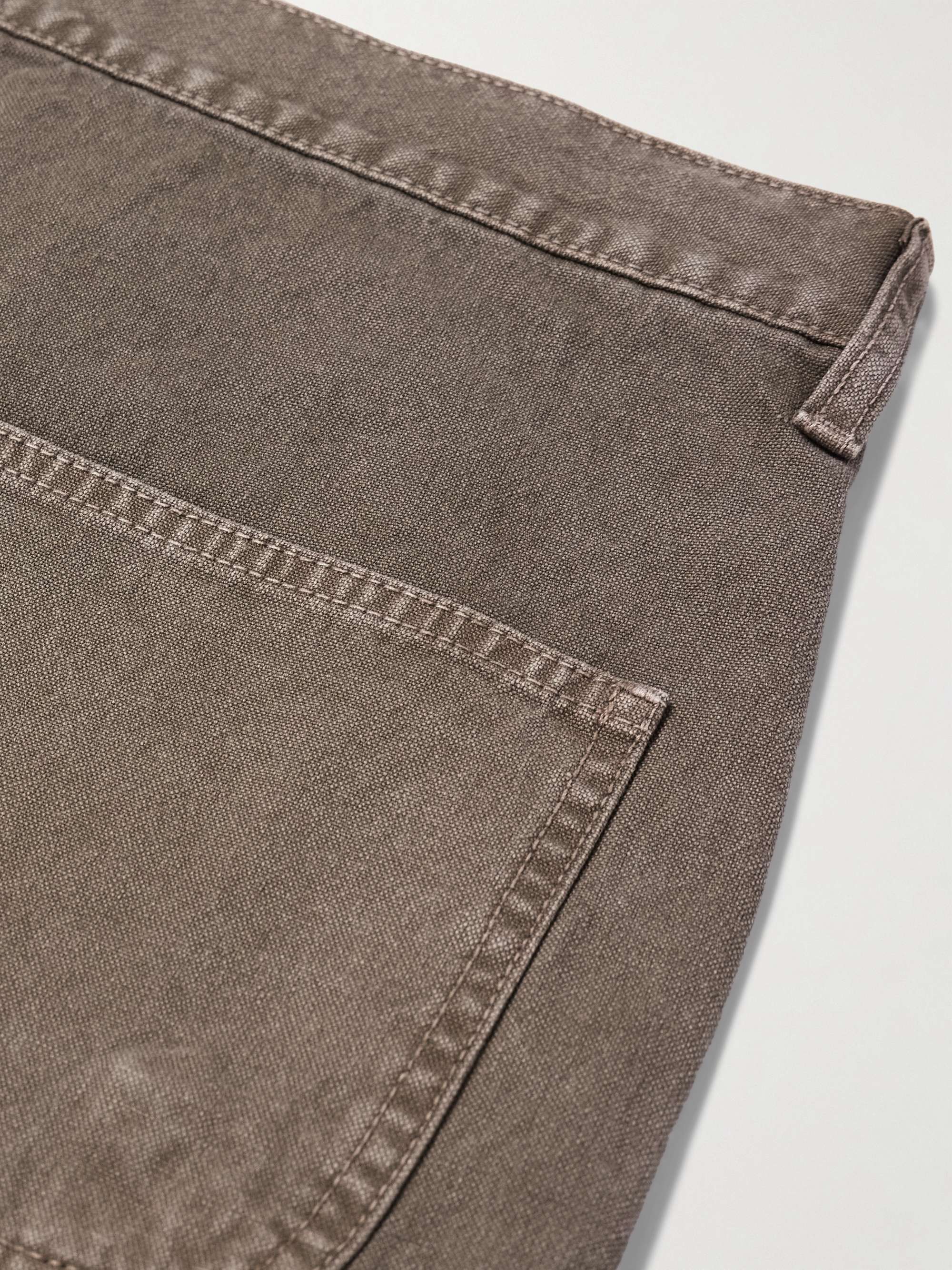 Cut-Off Straight-Leg Frayed Denim Shorts view