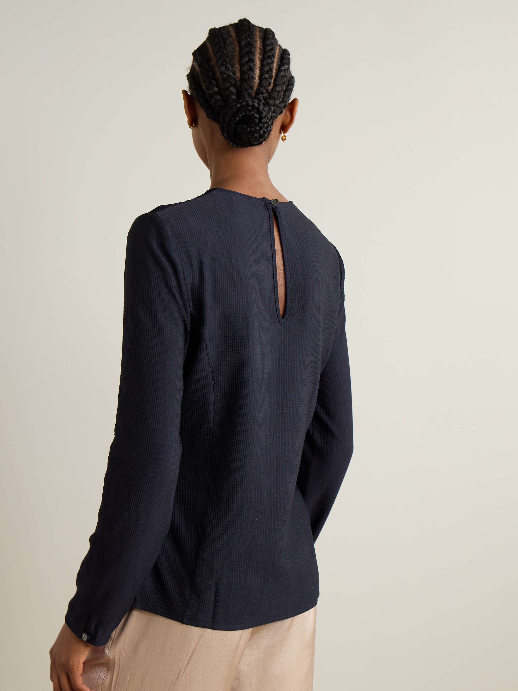 Smocked LENZING™ ECOVERO™, ENKA® and wool-blend blouse view