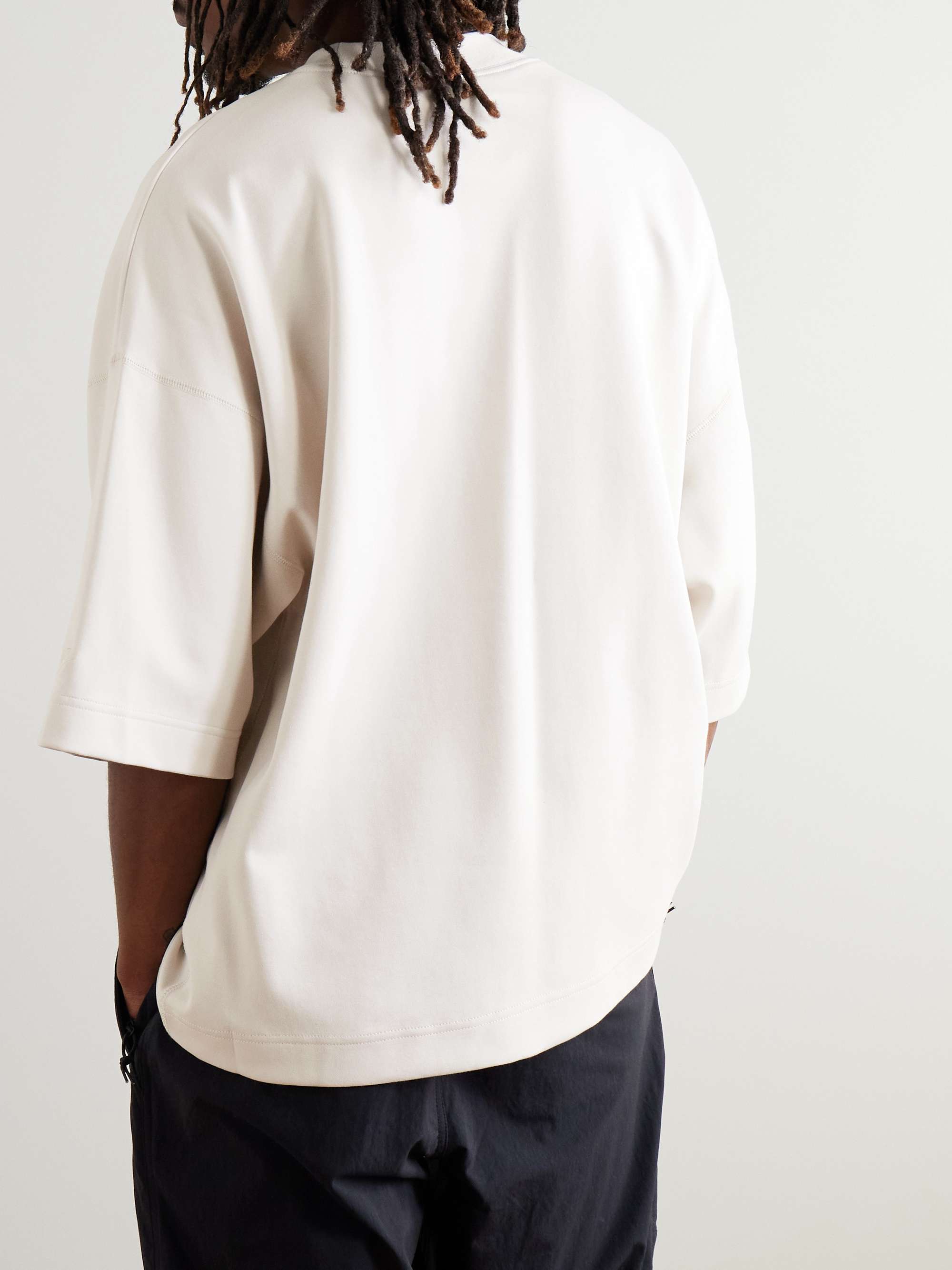 Logo-Embroidered Oversized Cotton-Blend Tech-Fleece T-Shirt view