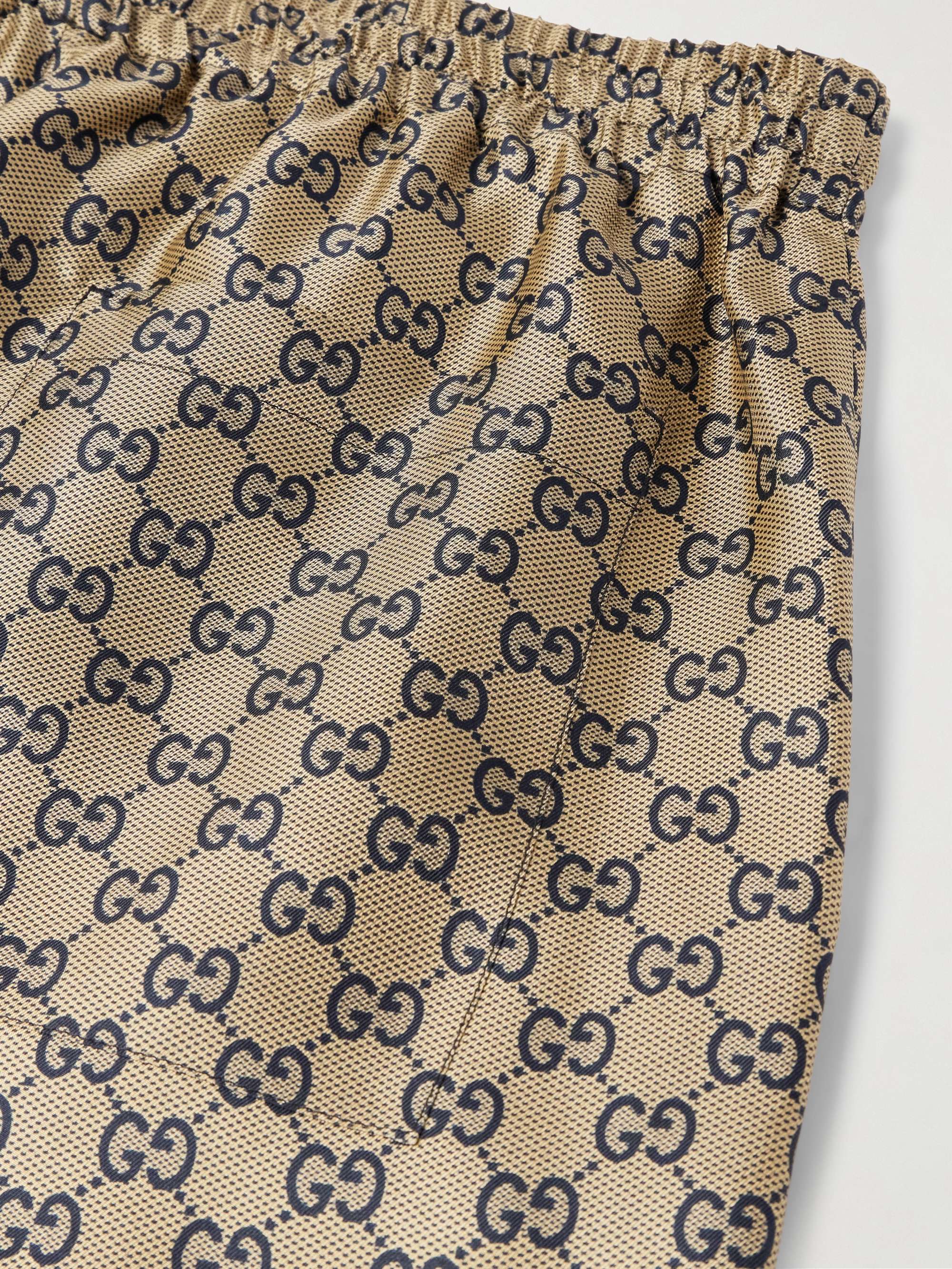Wide-Leg Logo-Print Silk Shorts view