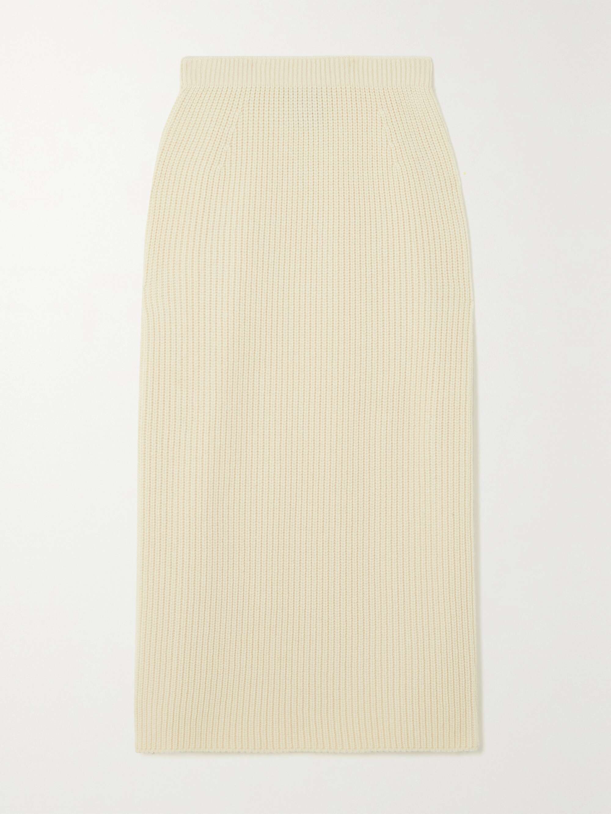 Davenport zip-embellished ribbed cashmere midi skirt view