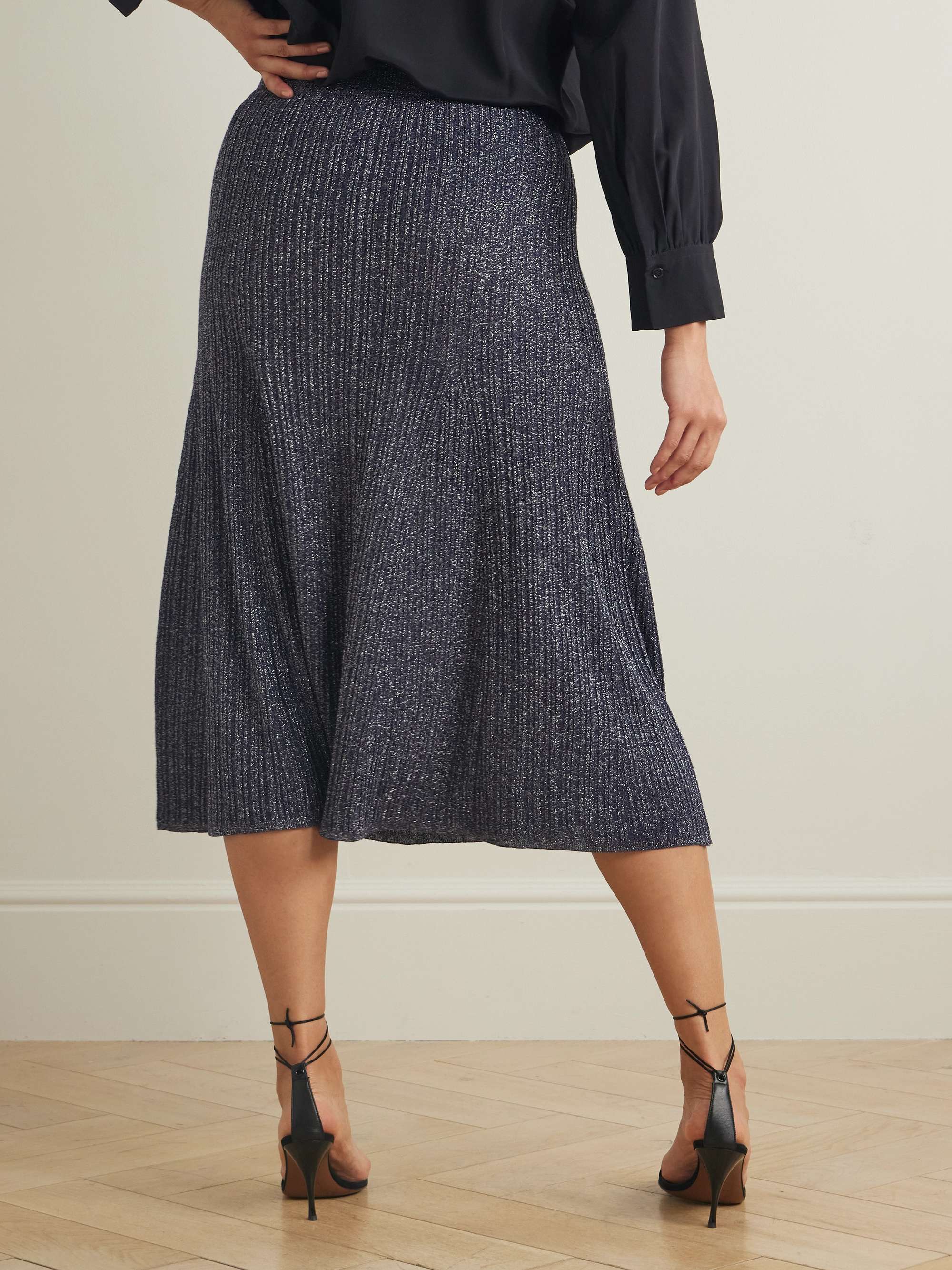 Pleated lurex midi skirt view