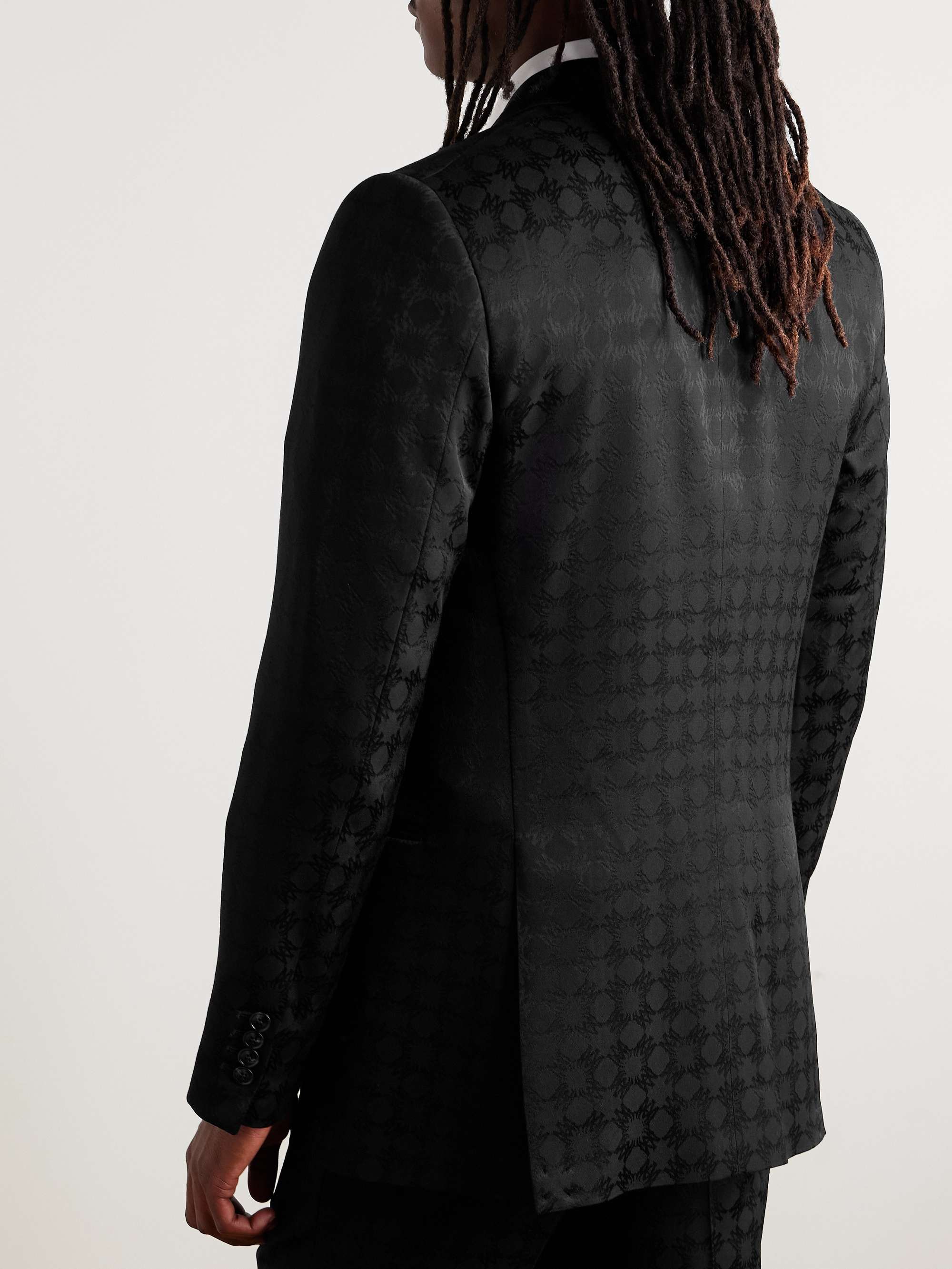 Double-Breasted Satin-Jacquard Suit Jacket view