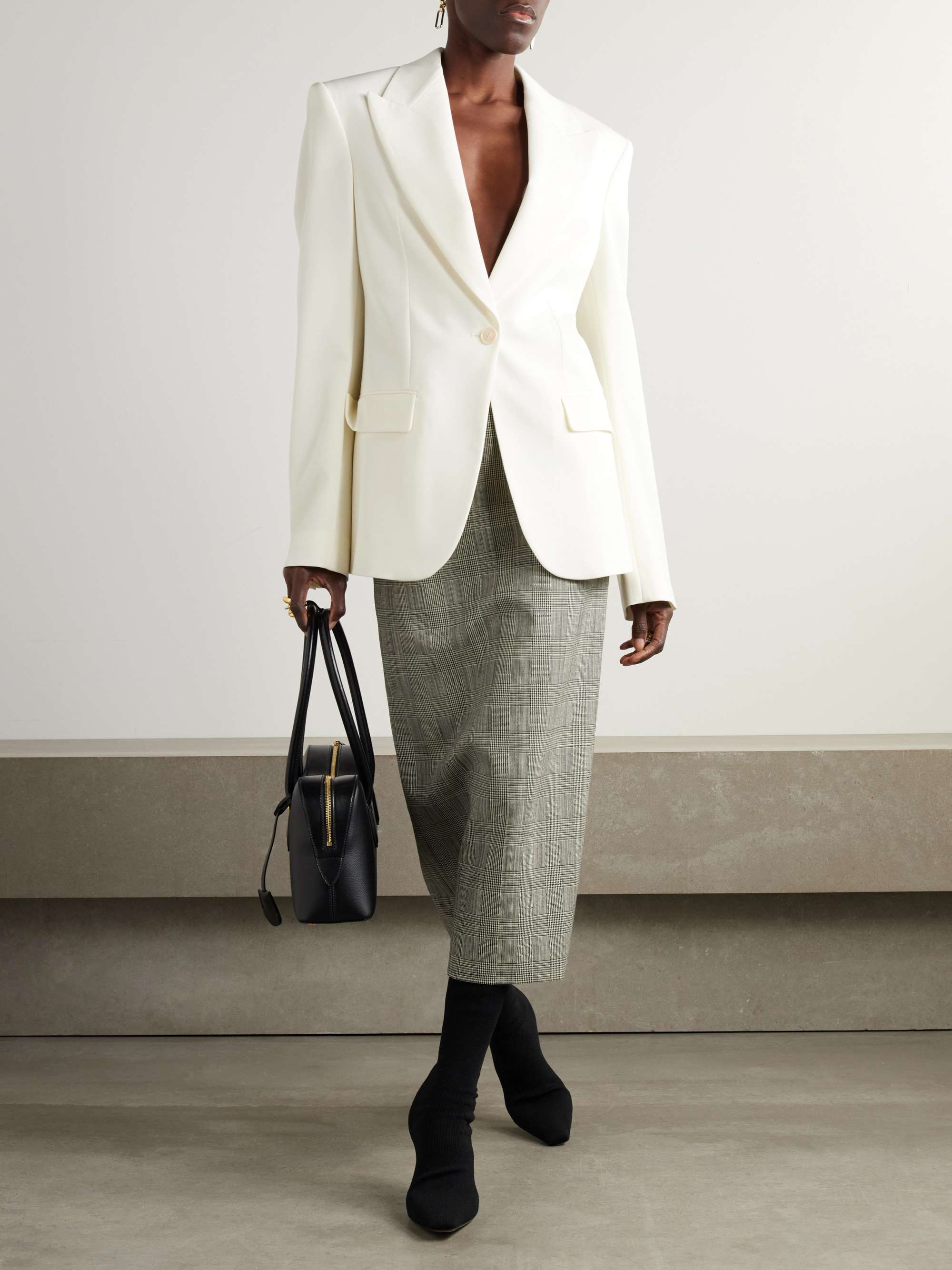 Wool-blend twill blazer view