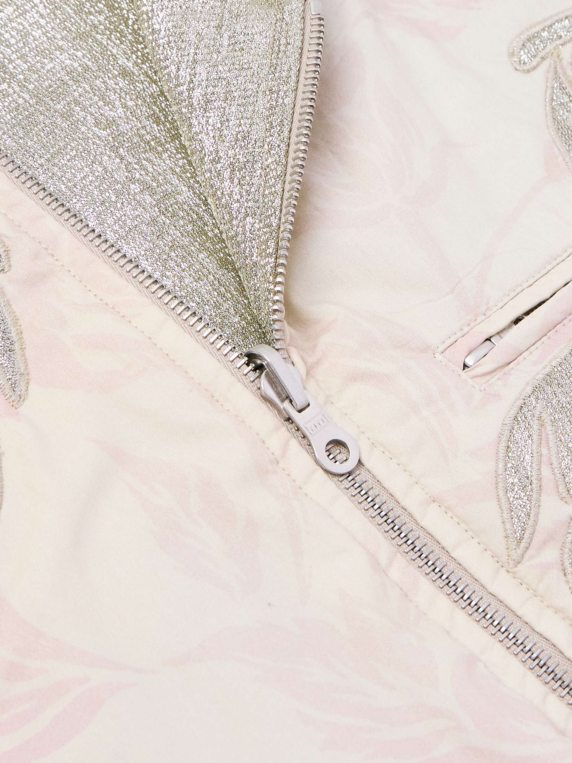 Reversible Embroidered Floral-Print Cotton and Lamé Bomber Jacket view
