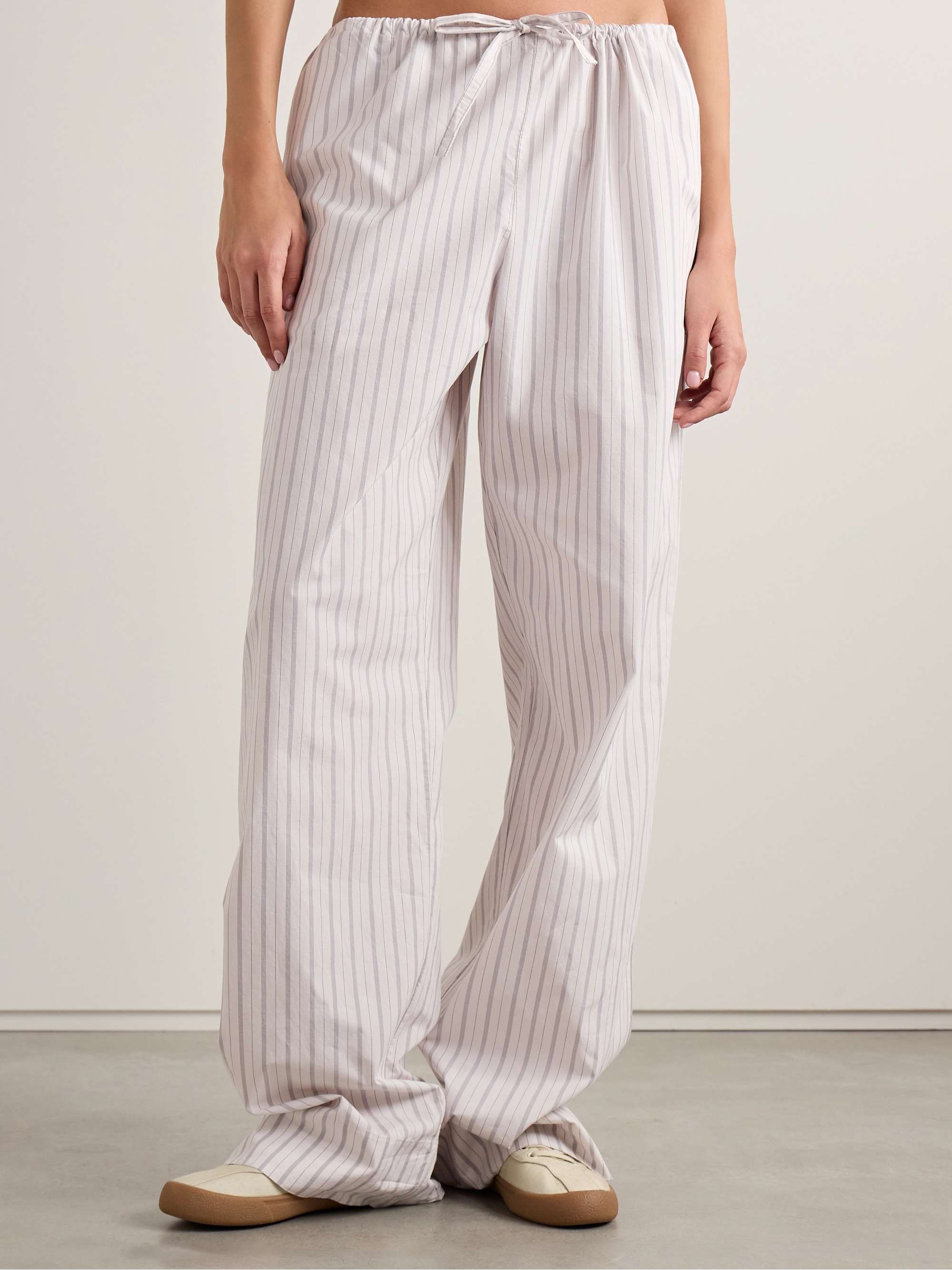 Hypnosta striped cotton-poplin wide-leg pants view