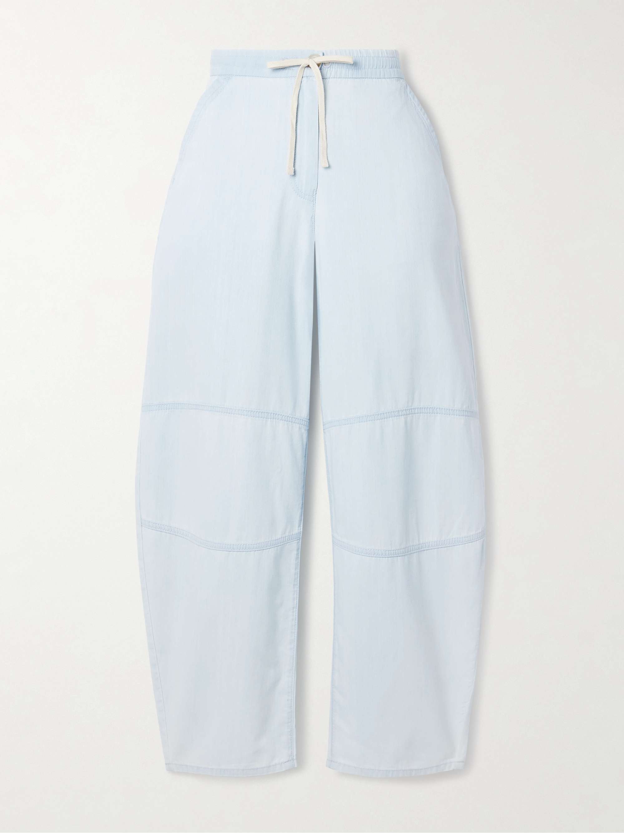 Cotton-chambray barrel-leg pants view