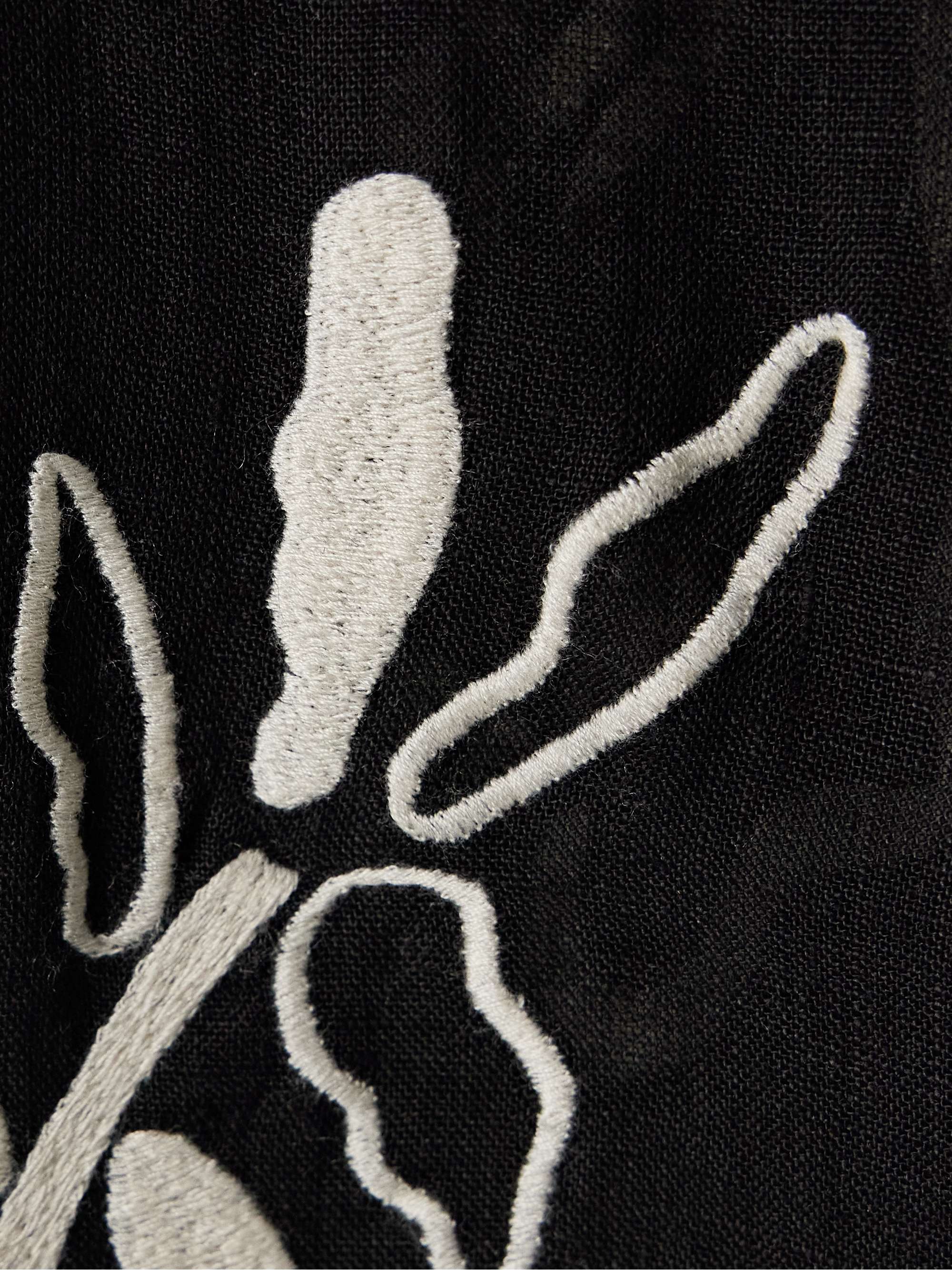 Mermaid Crab embroidered linen shirt view