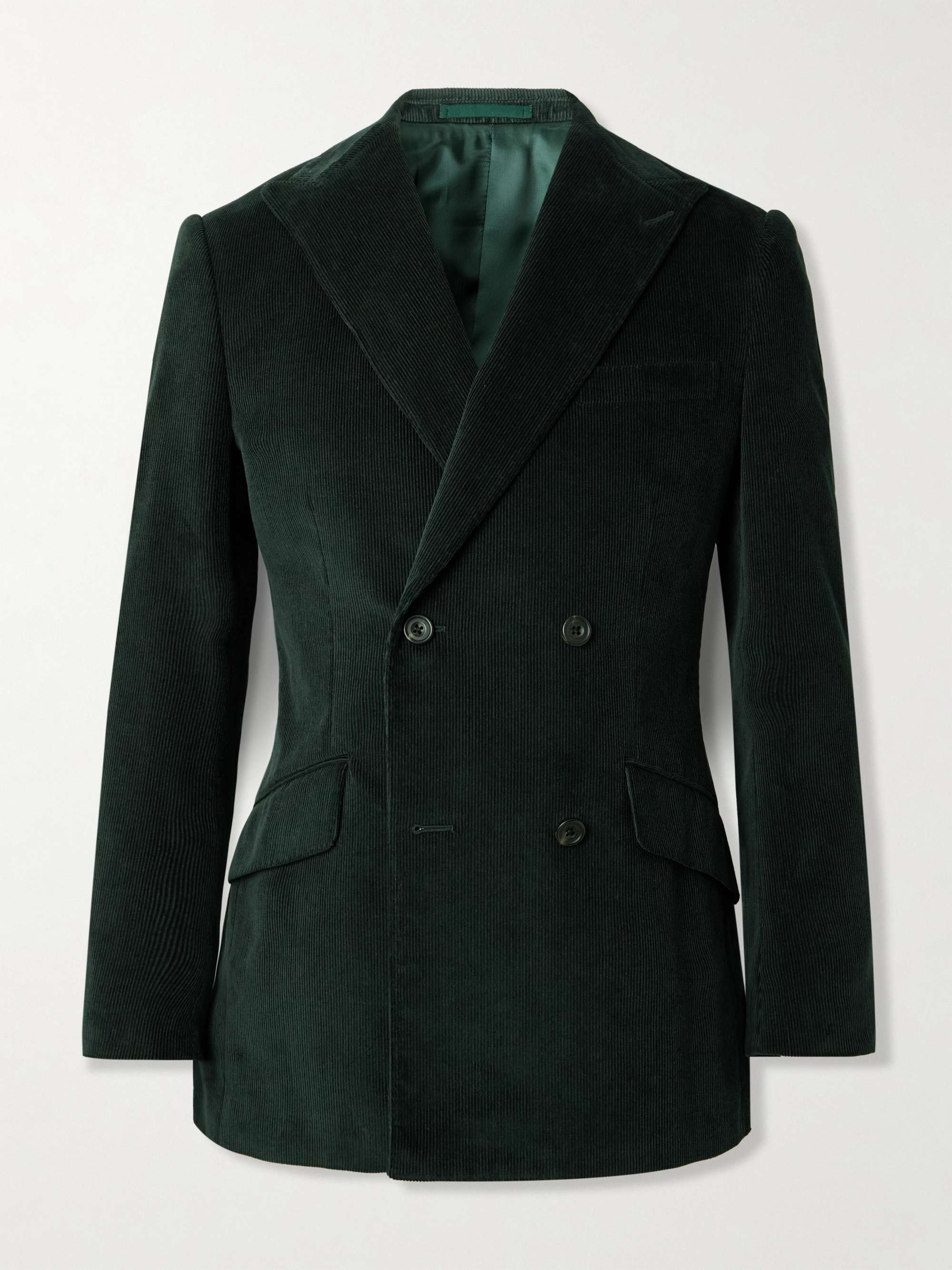 Slim-Fit Double-Breasted Cotton-Corduroy Blazer view