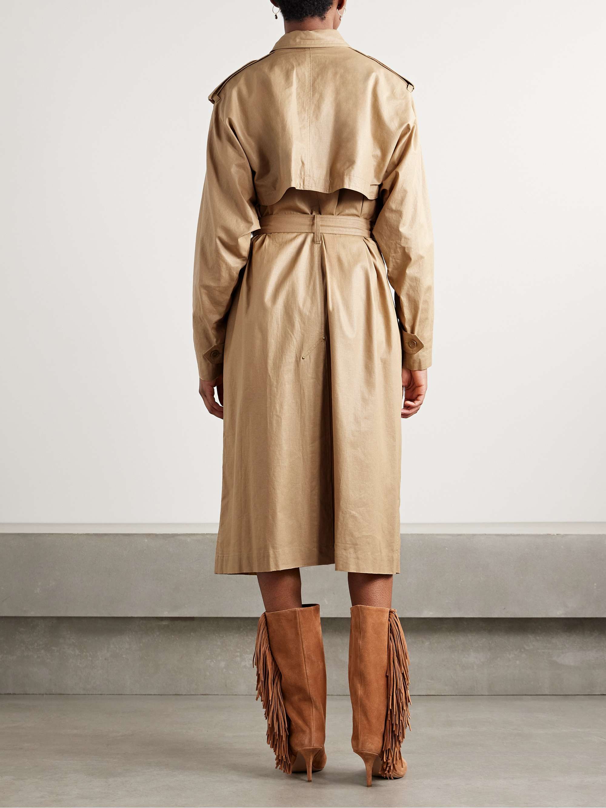 Freanne belted double-breasted linen-blend trench coat view