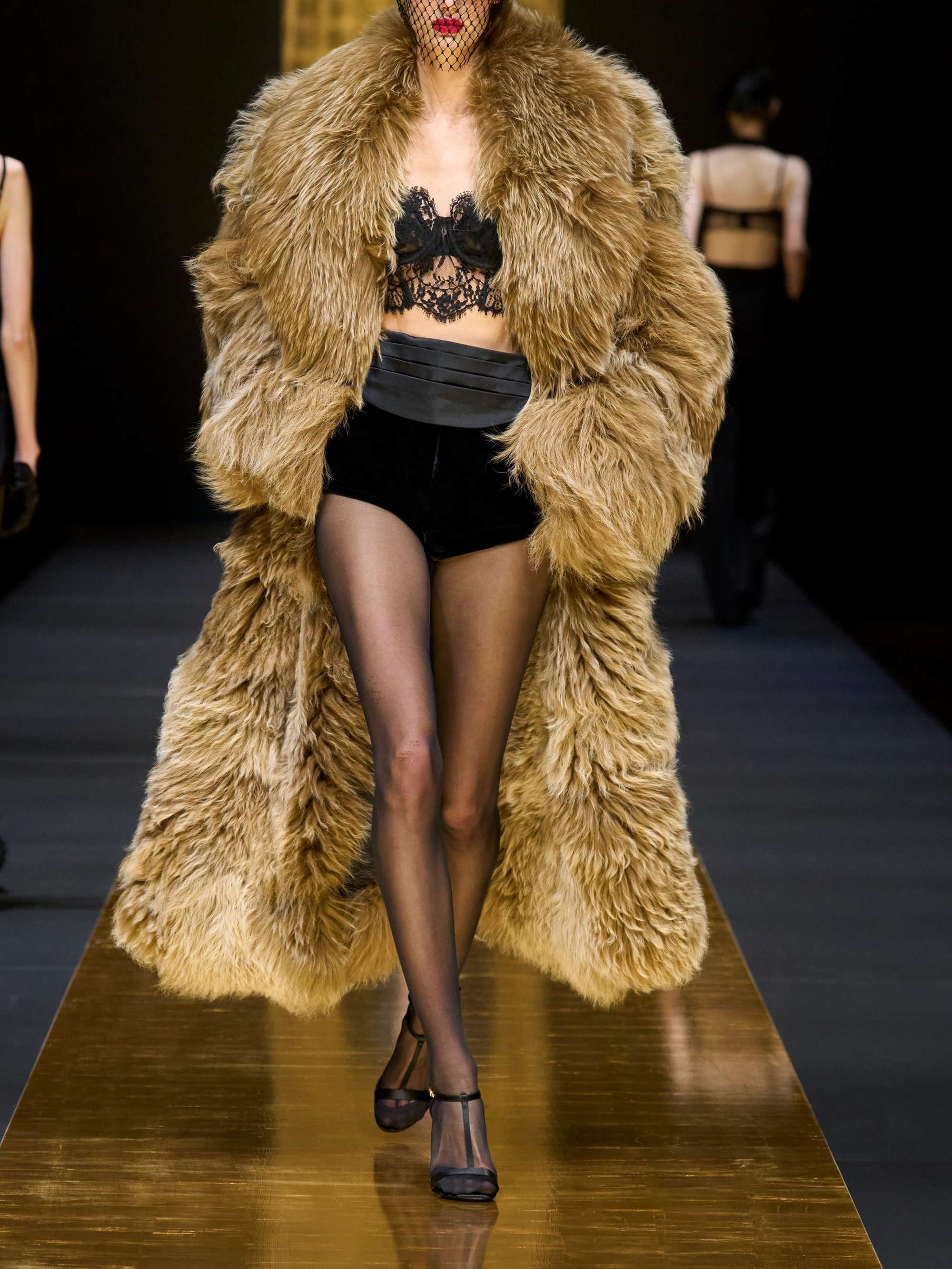 Satin-trimmed wool-blend shorts view