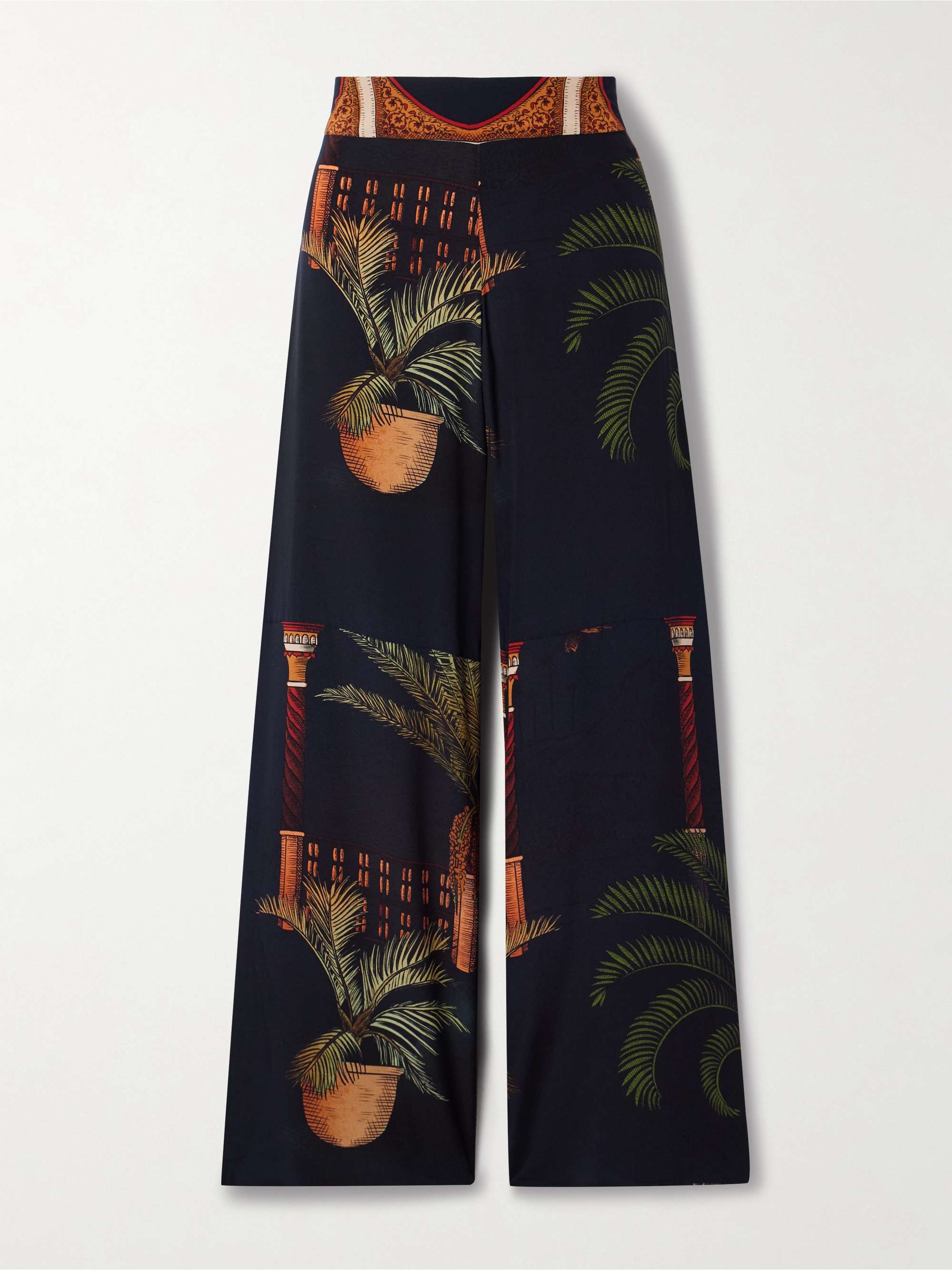 Mystic silk crepe de chine wide-leg pants view
