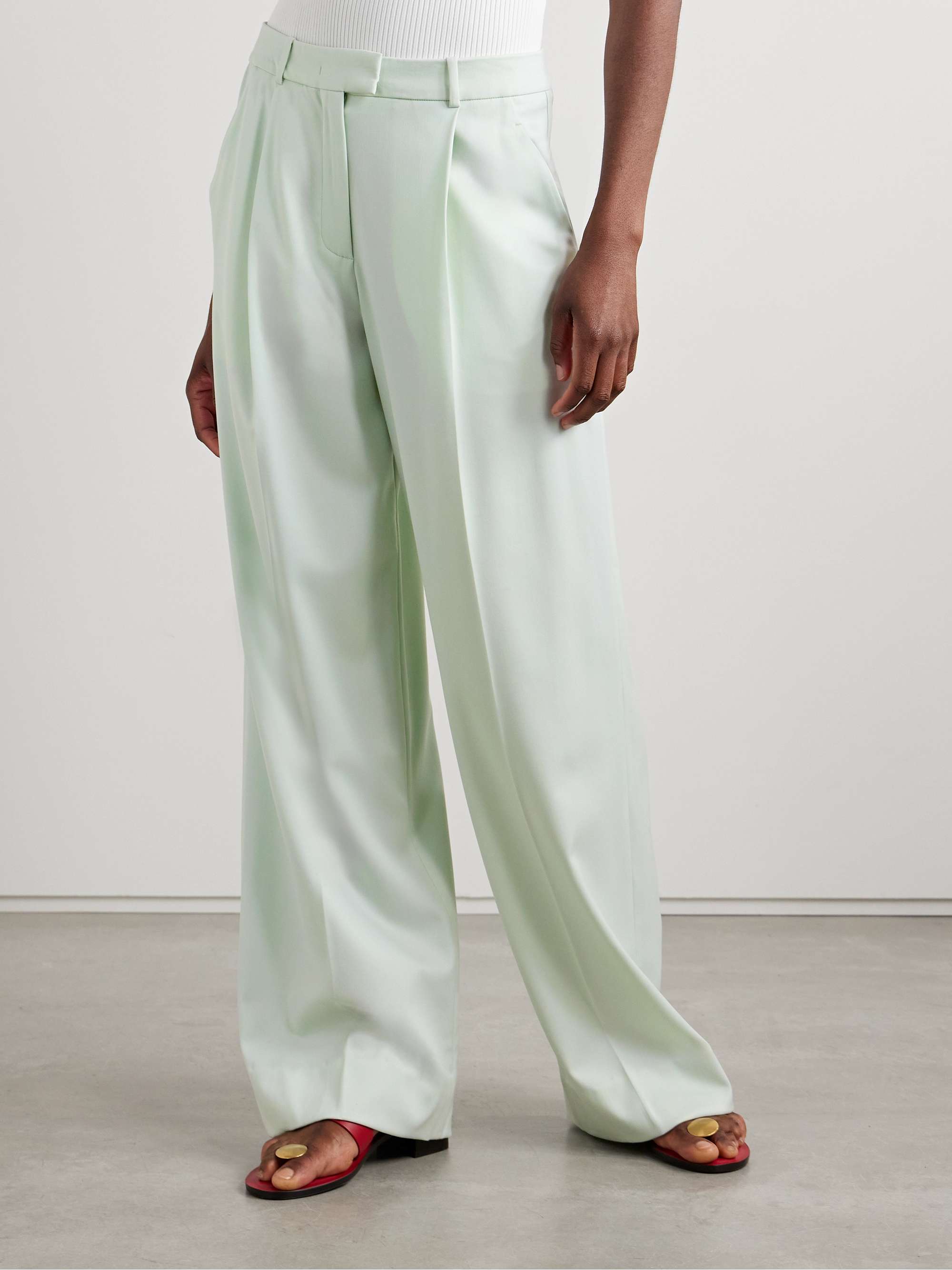 Pleated wool-blend wide-leg pants view