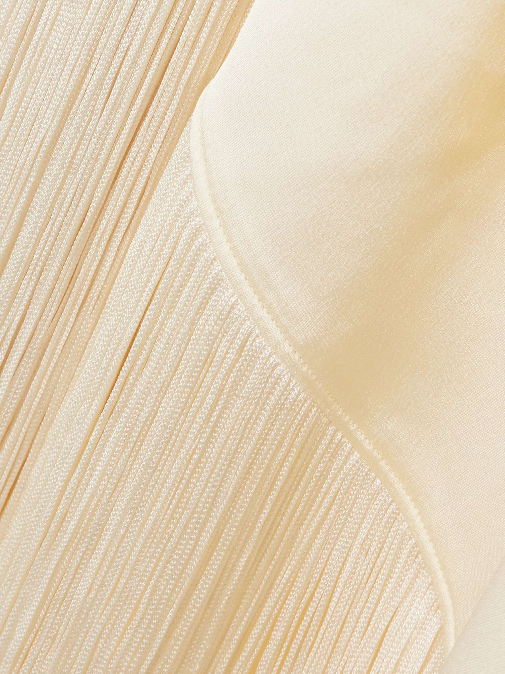 Berenson draped one-shoulder fringed crepe gown view