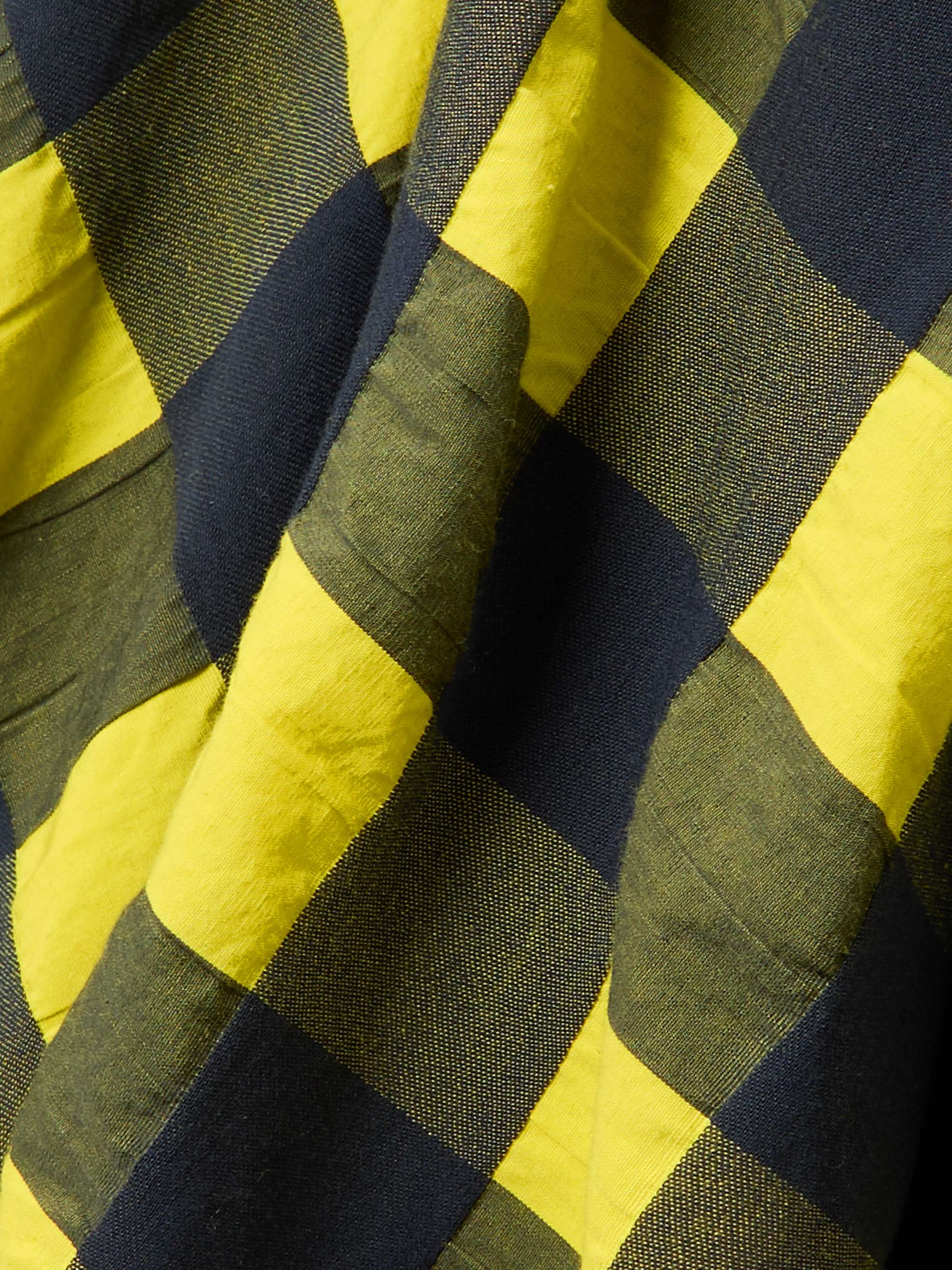 Pleated paneled checked cotton midi dress view