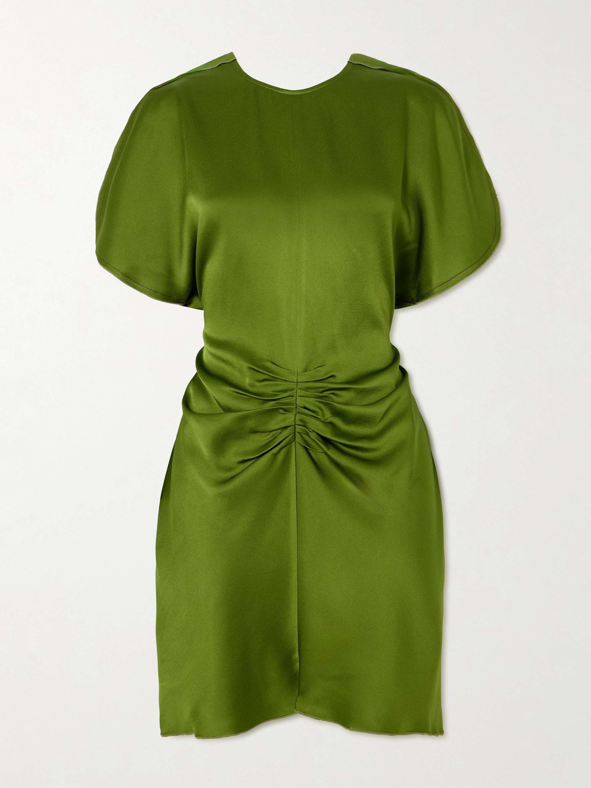 Gathered satin mini dress view