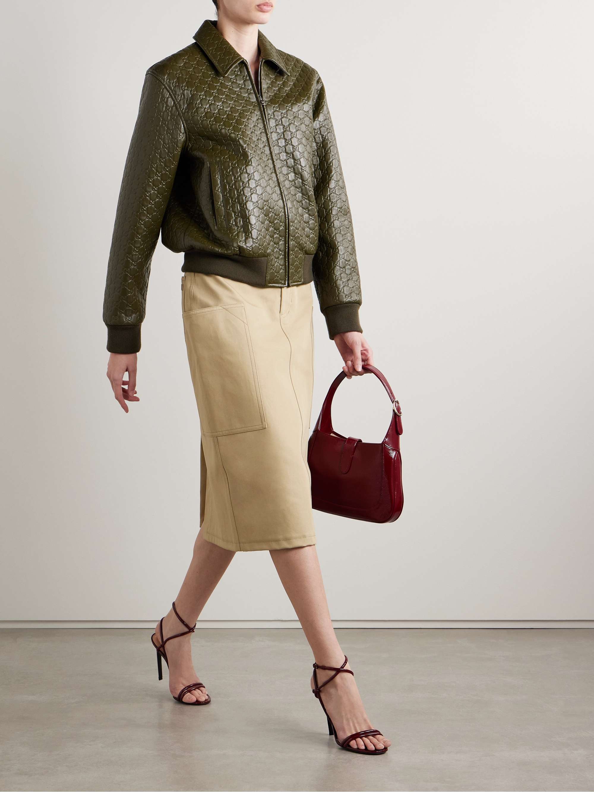 Cotton-drill cargo skirt view