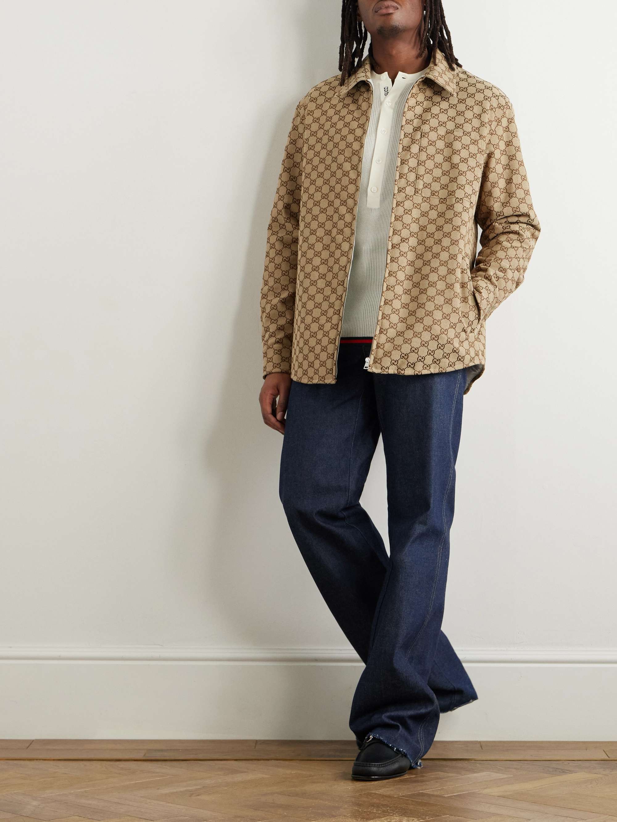 Padded Monogrammed Cotton-Blend Canvas Blouson Jacket view
