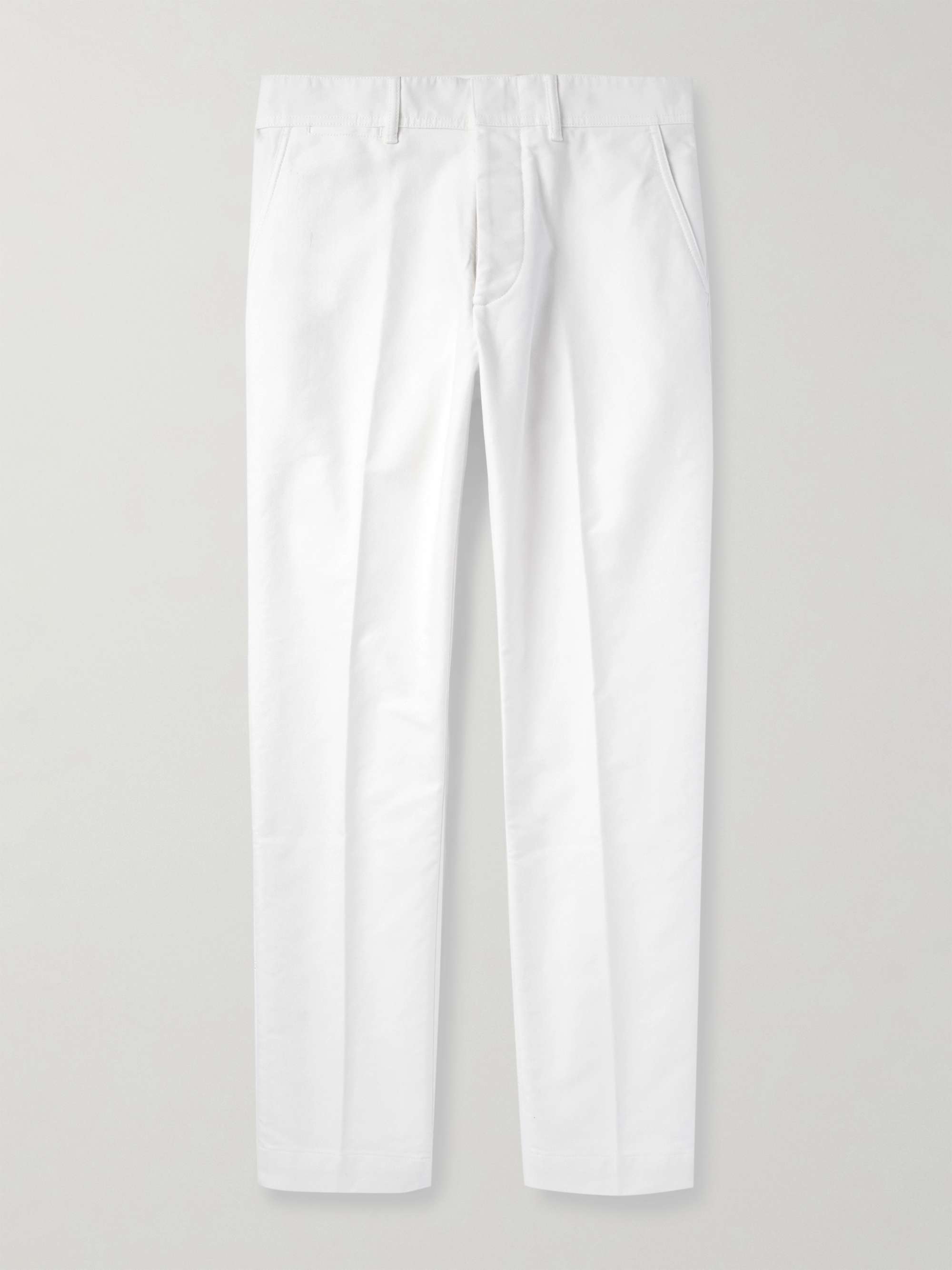 Straight-Leg Brushed Cotton-Satin Trousers view