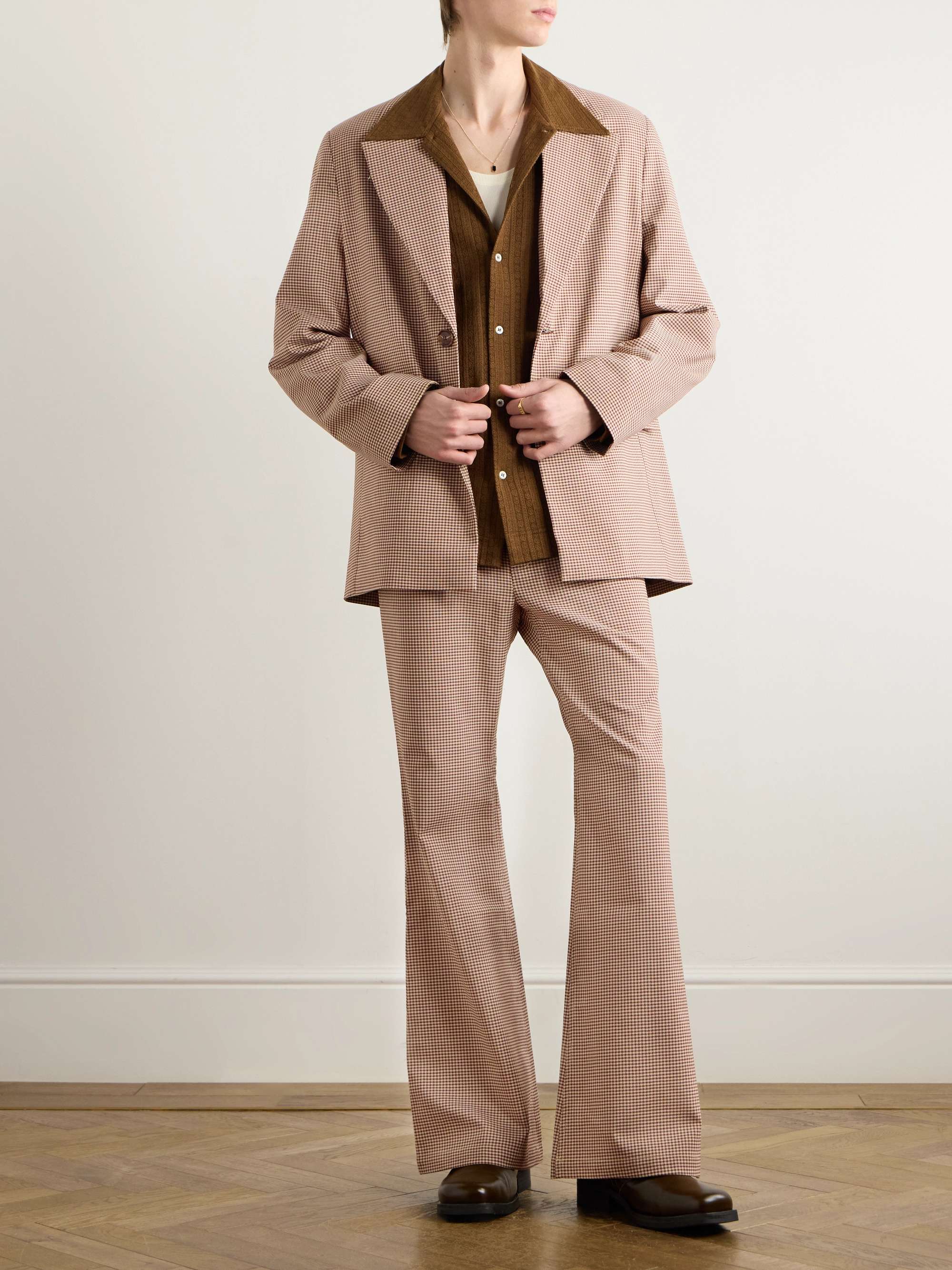 Tavares Flared Gingham Woven Suit Trousers view