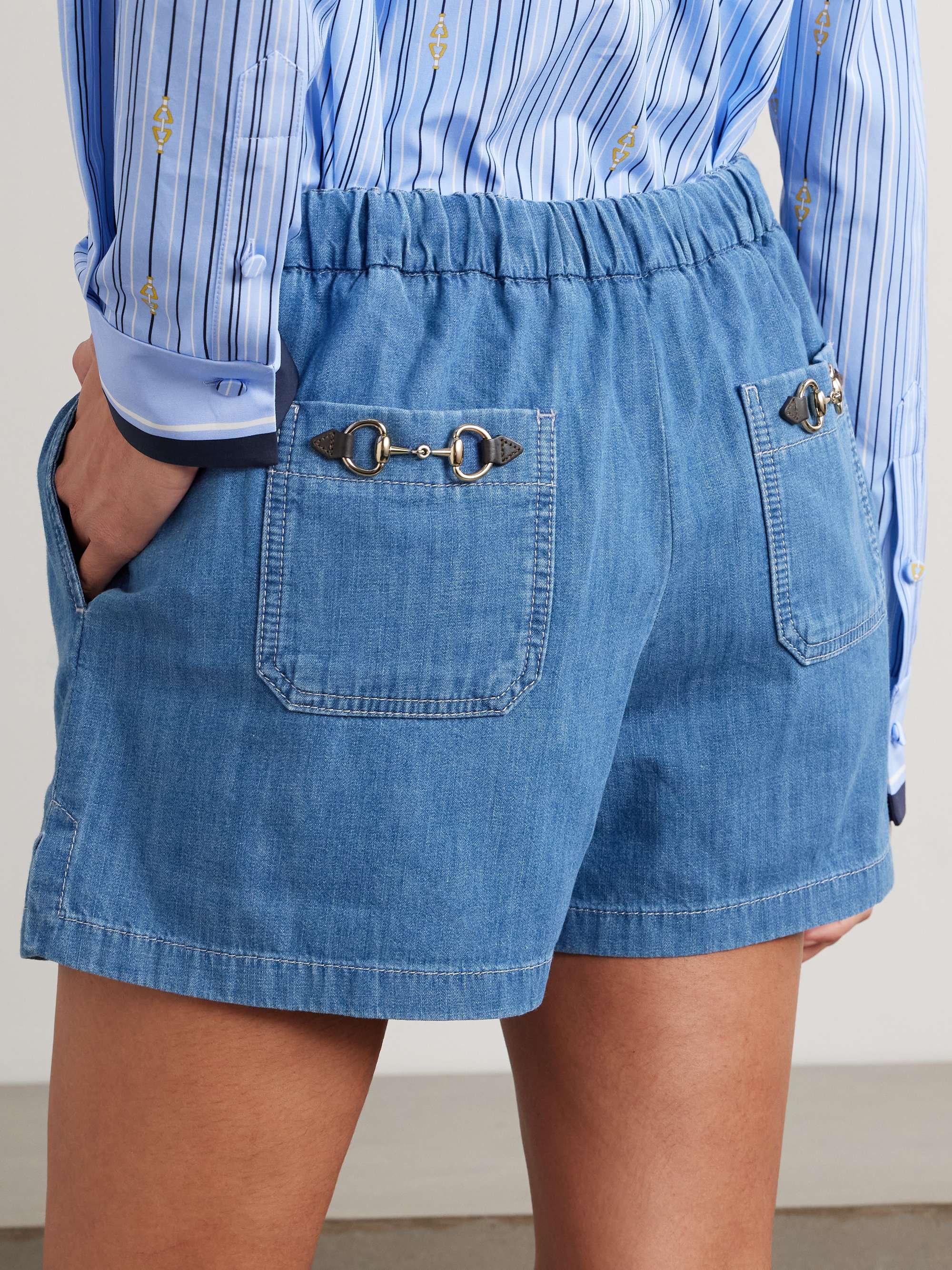 Cotton-chambray shorts view