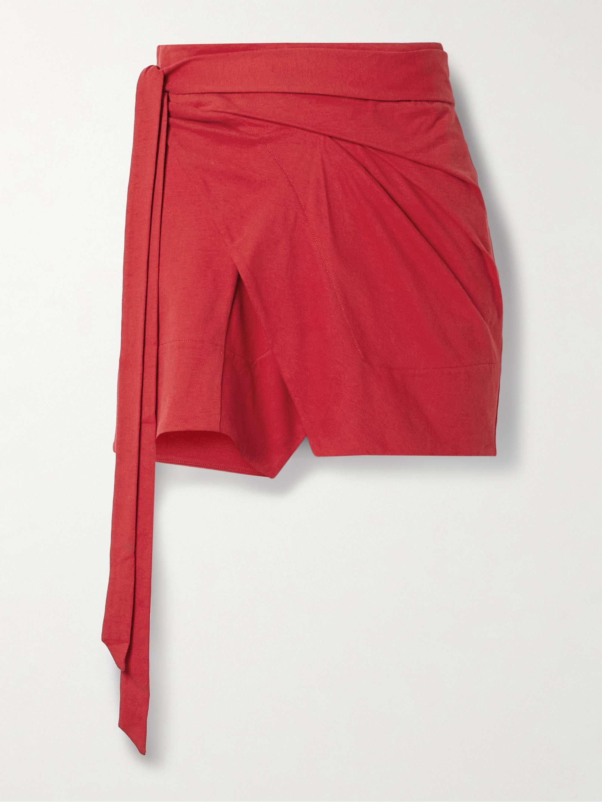 Berenice asymmetric draped cotton-jersey mini wrap skirt view
