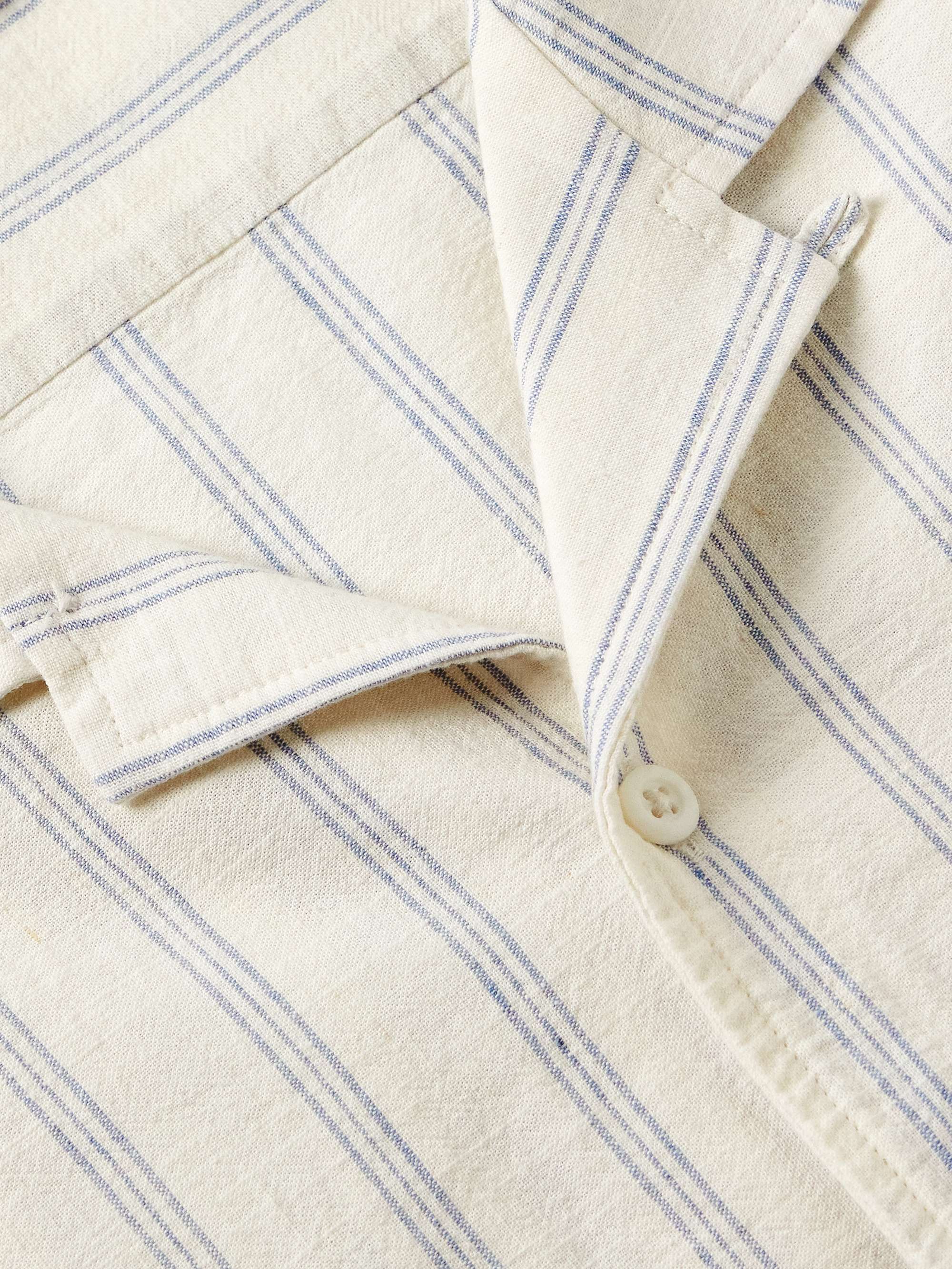 Vacation Convertible-Collar Striped Cotton and Linen-Blend Shirt view