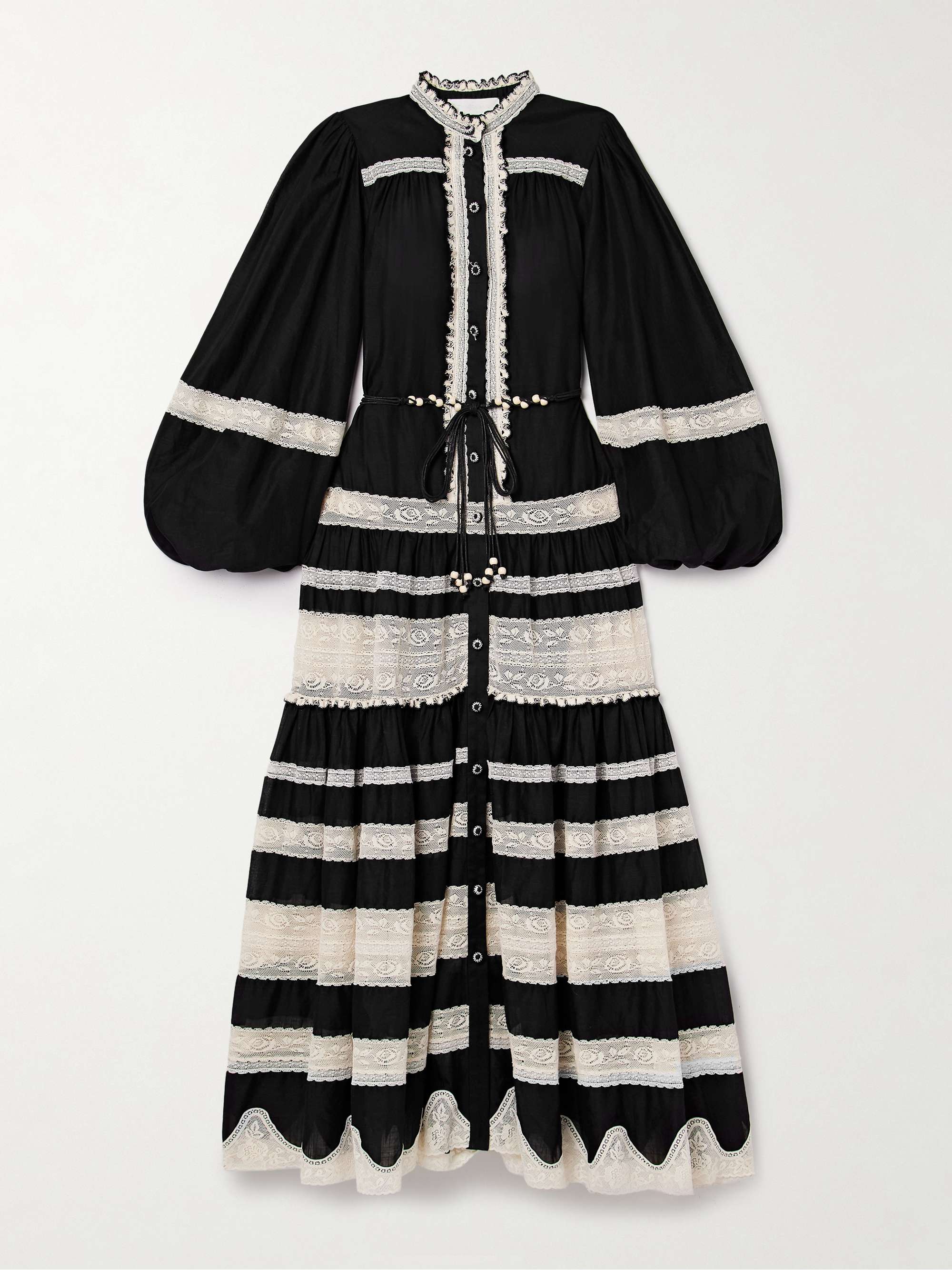 Rhiannon belted cotton-voile and lace maxi dress view