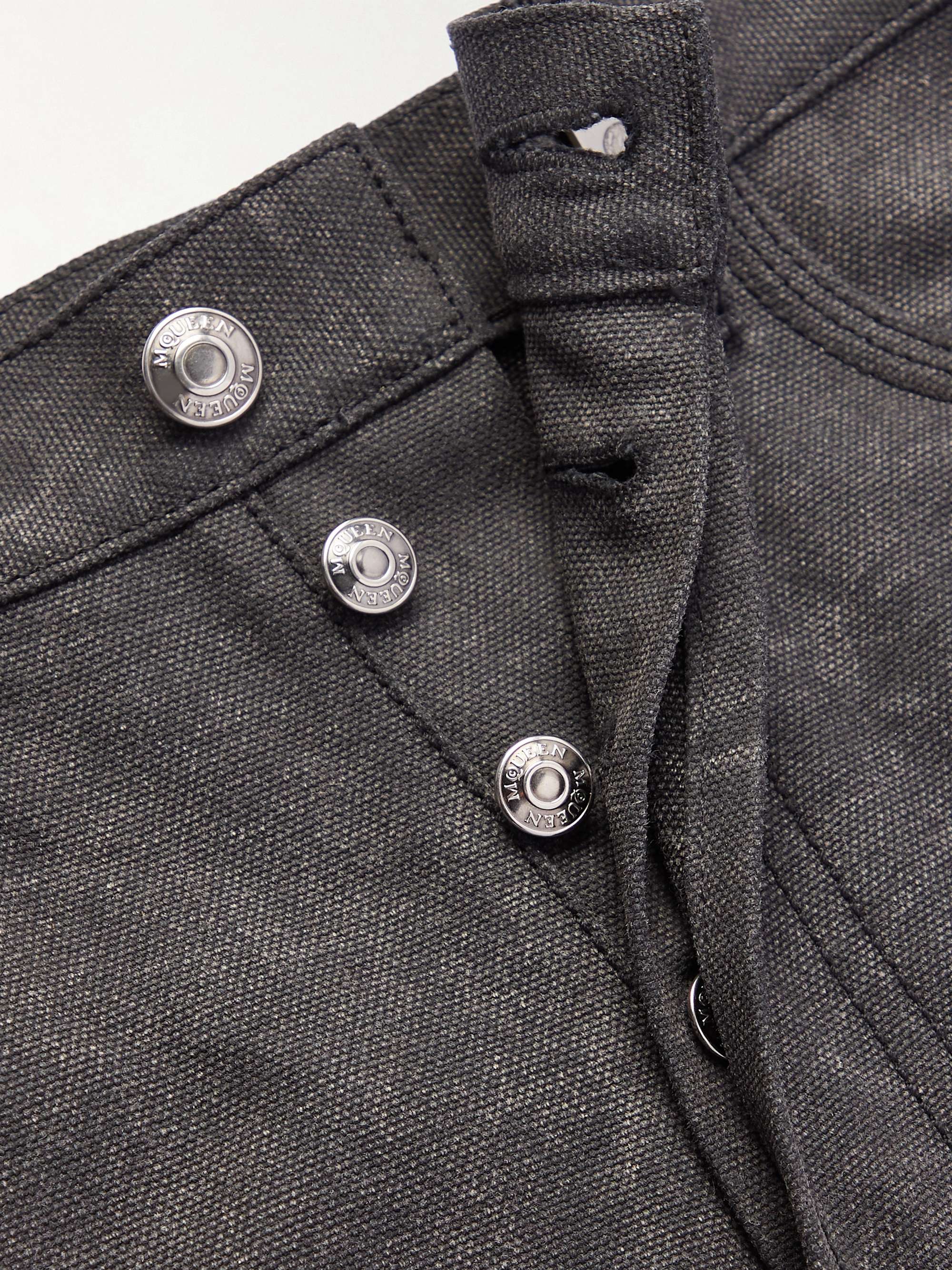 Wide-Leg Embellished Cotton-Canvas Trousers view