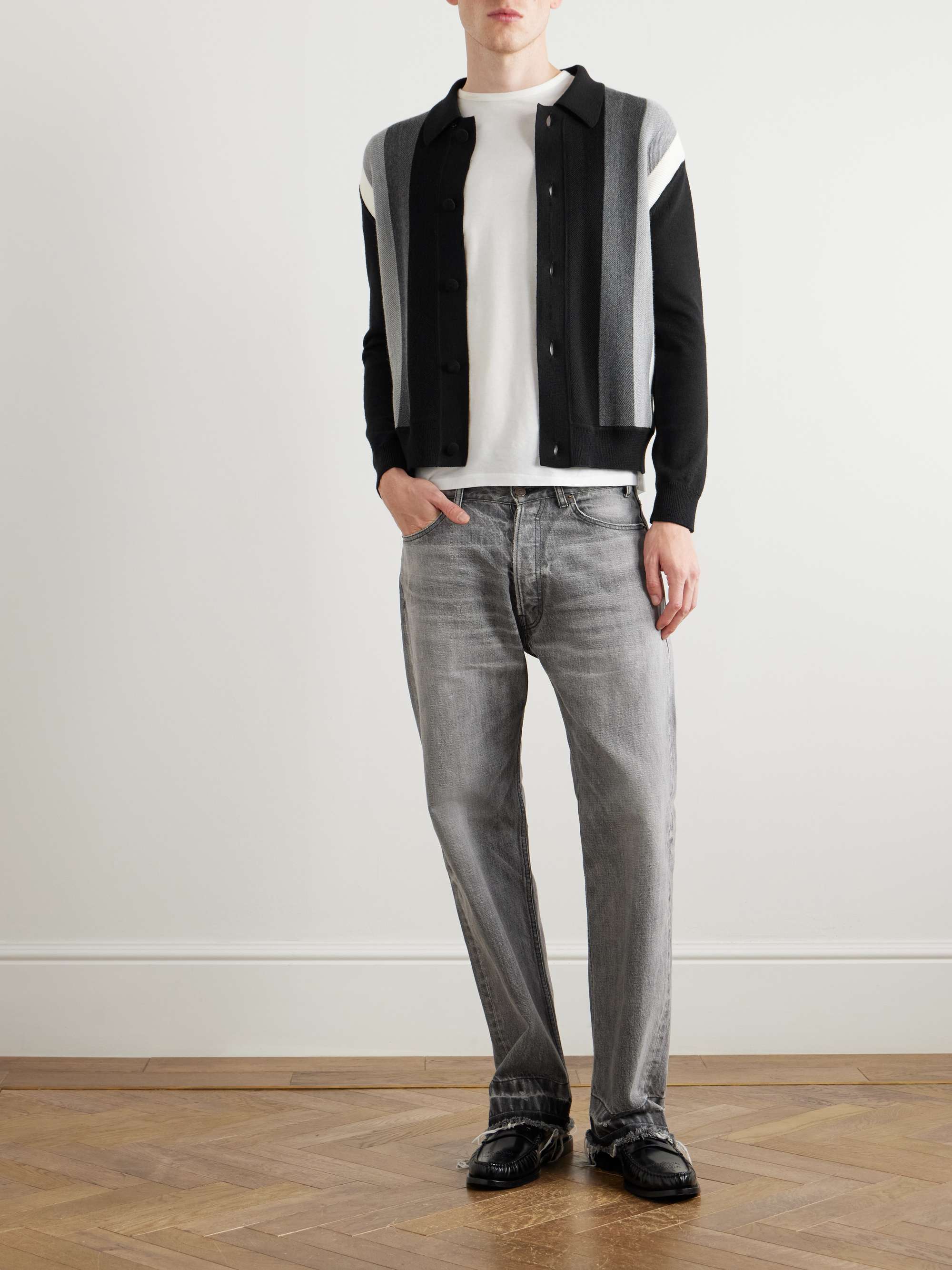 Slim-Fit Striped Wool Cardigan view