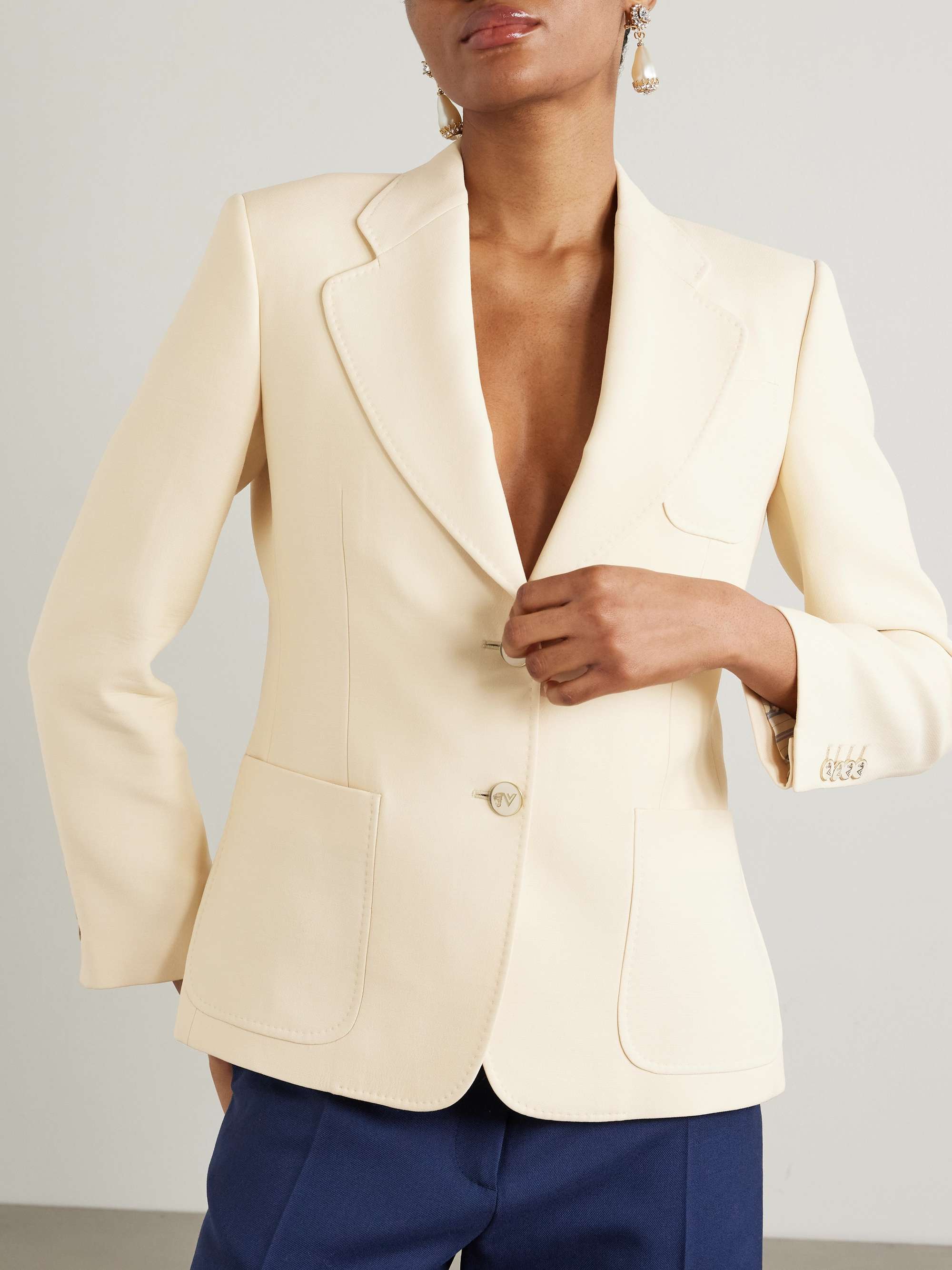 Wool and silk-blend crepe blazer view