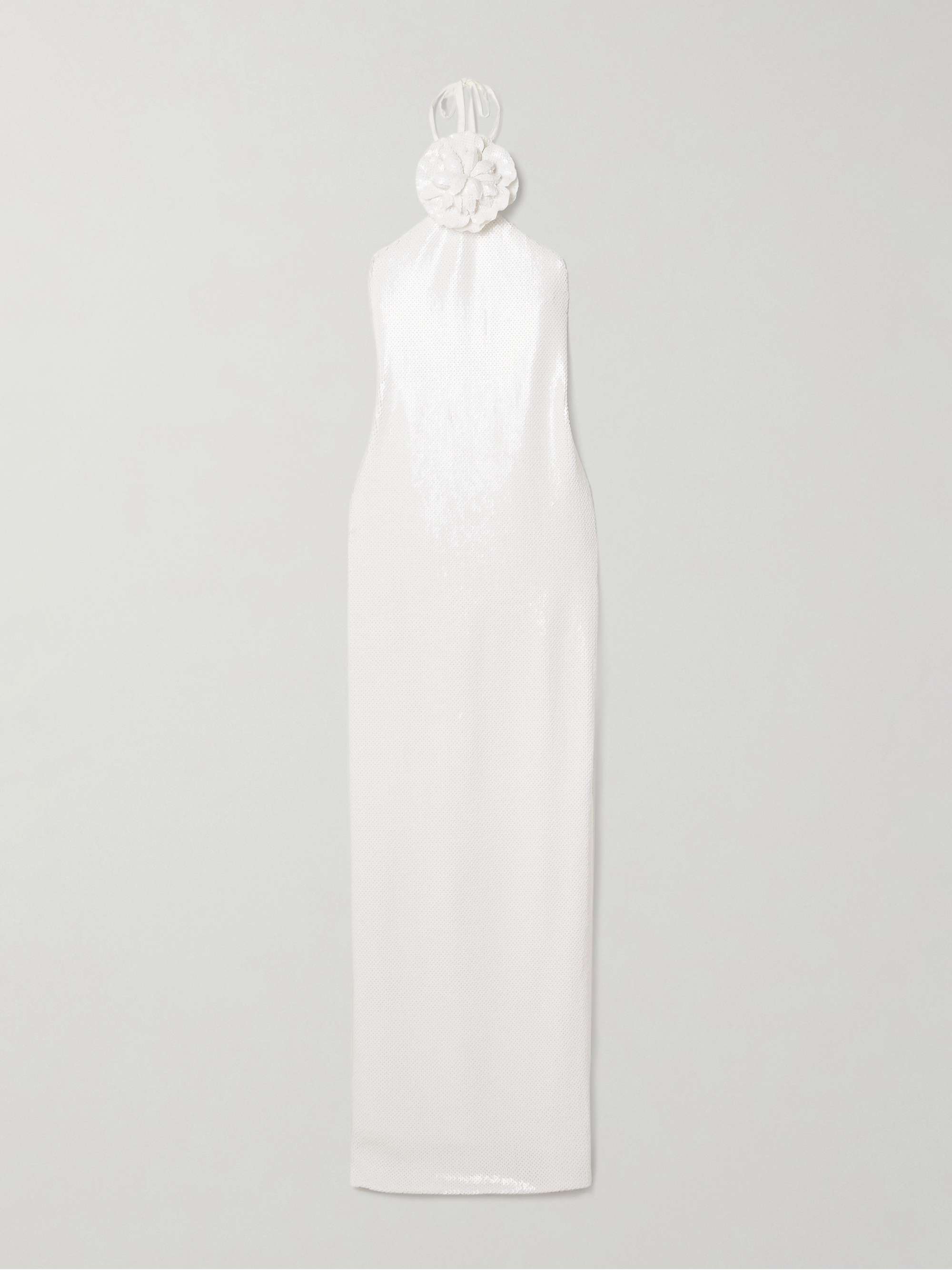 Embellished sequined tulle halterneck gown view