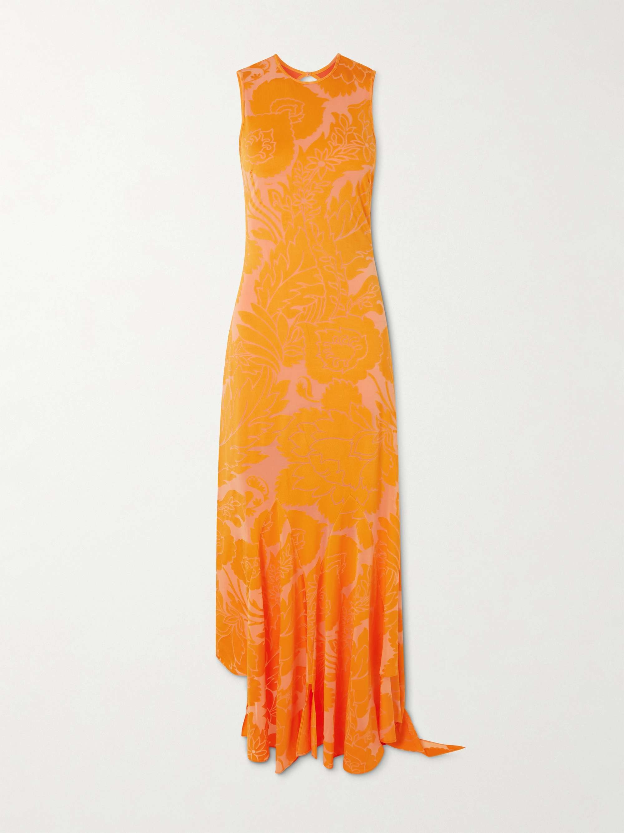 Asymmetric open-back devoré-jersey maxi dress view