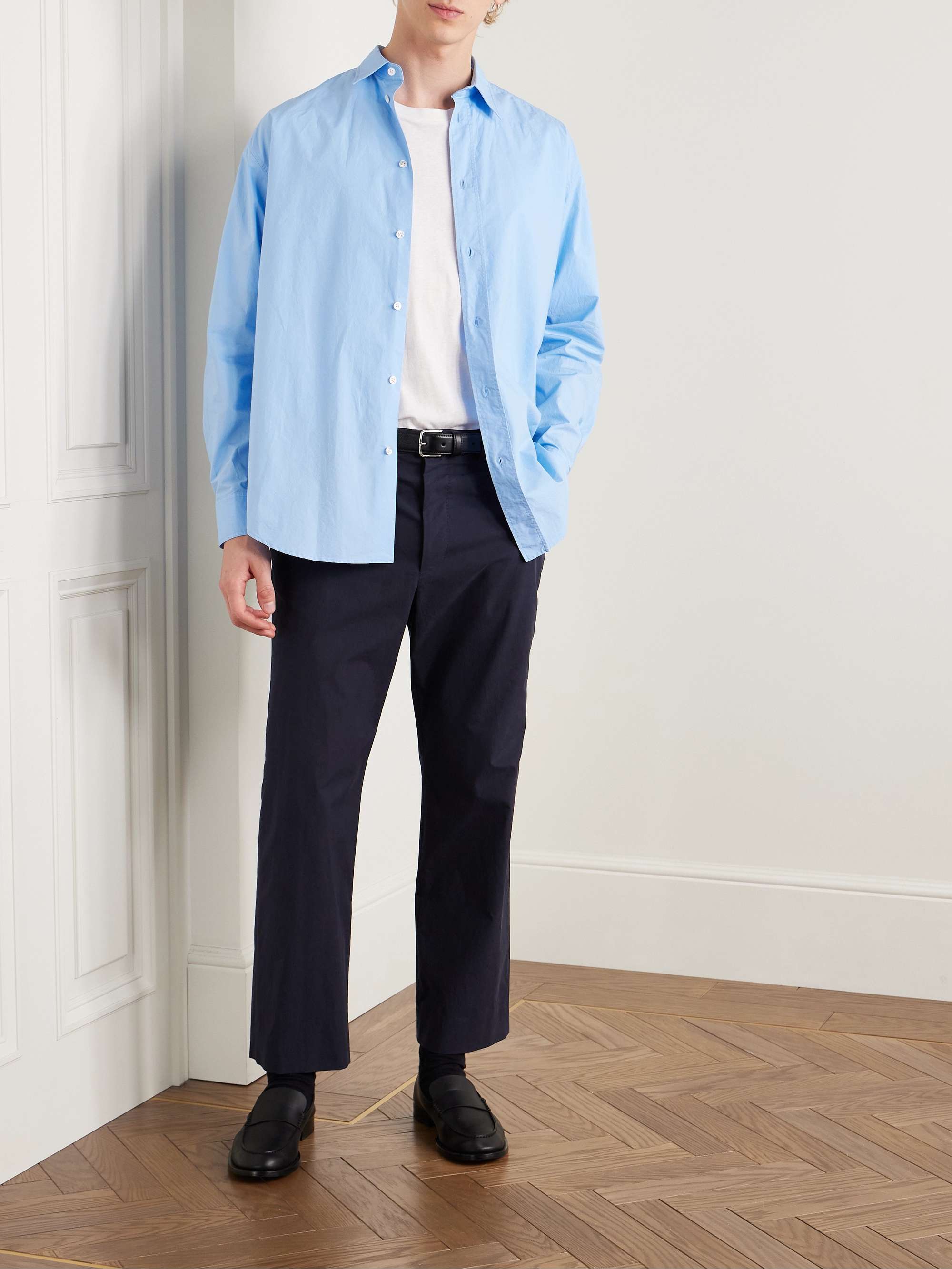 Lerio Straight-Leg Cotton-Poplin Suit Trousers view