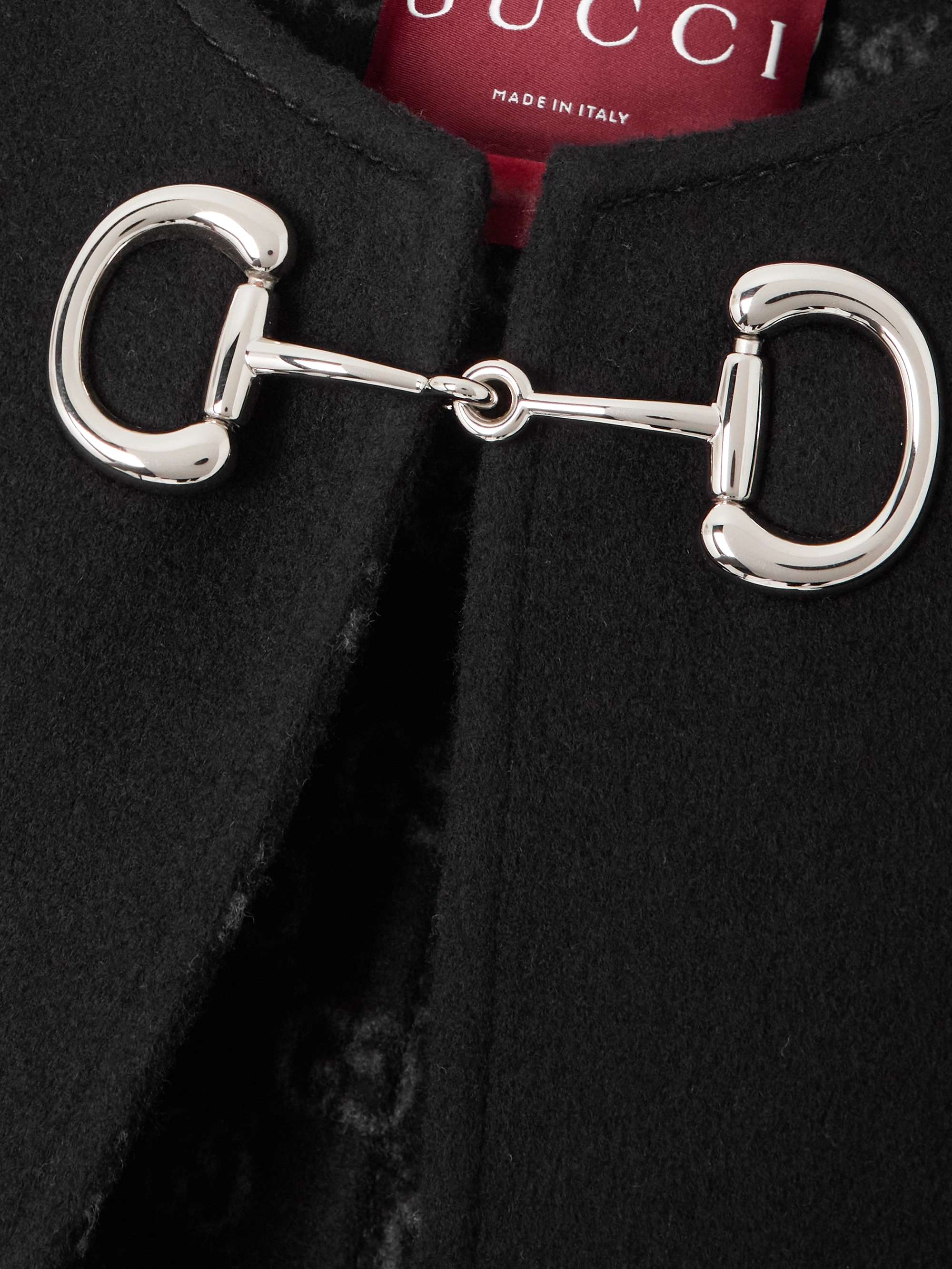 Horsebit-embellished wool and silk-blend cape view